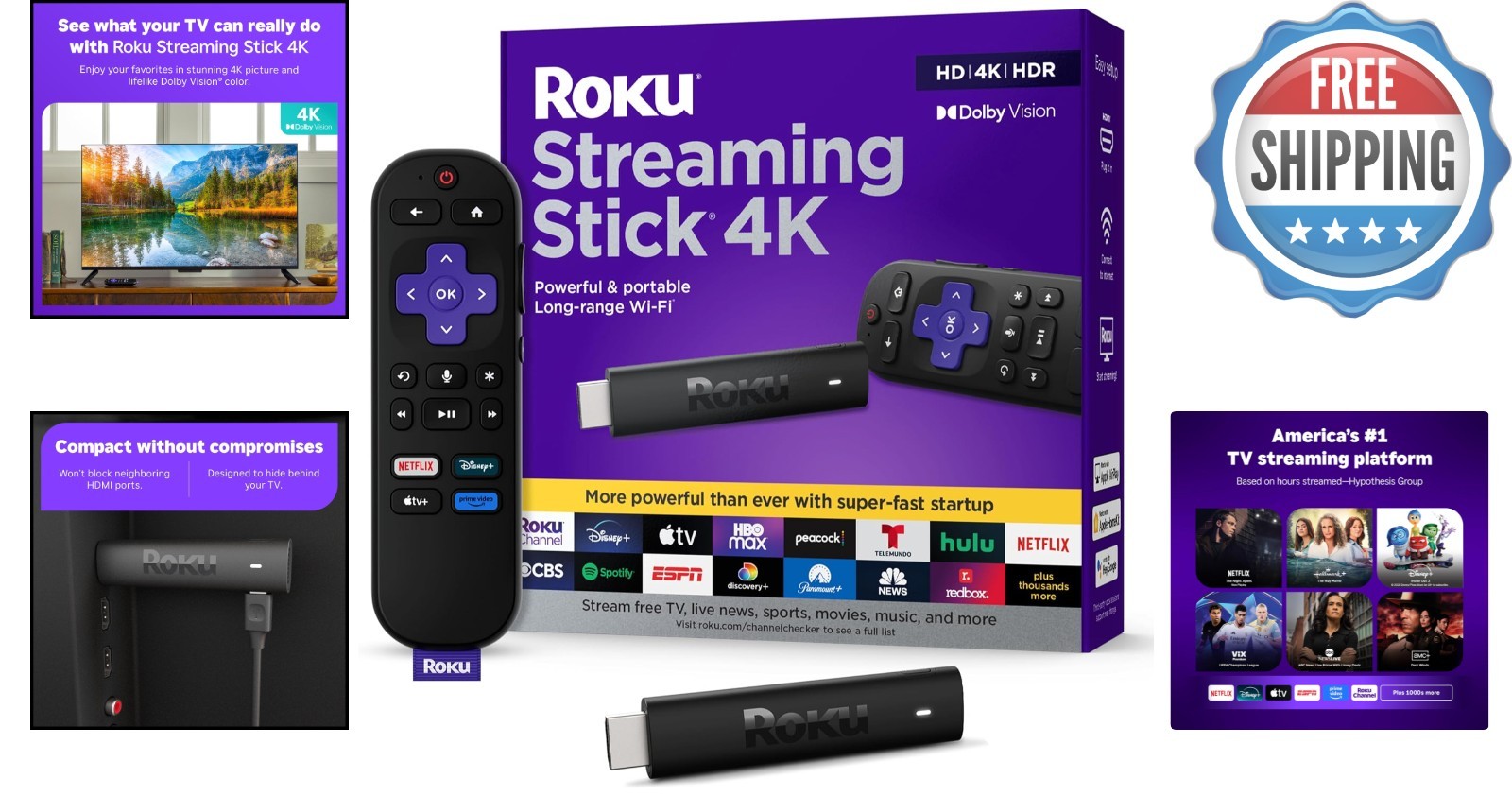 4K Streaming Stick with Dolby Vision & Voice Control – Free Live TV Included