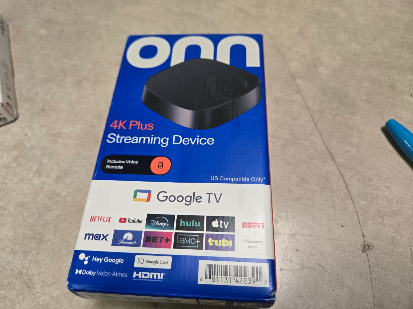 onn 4K Plus Streaming Device, Google TV 16GB Storage, 2GB RAM, Dolby