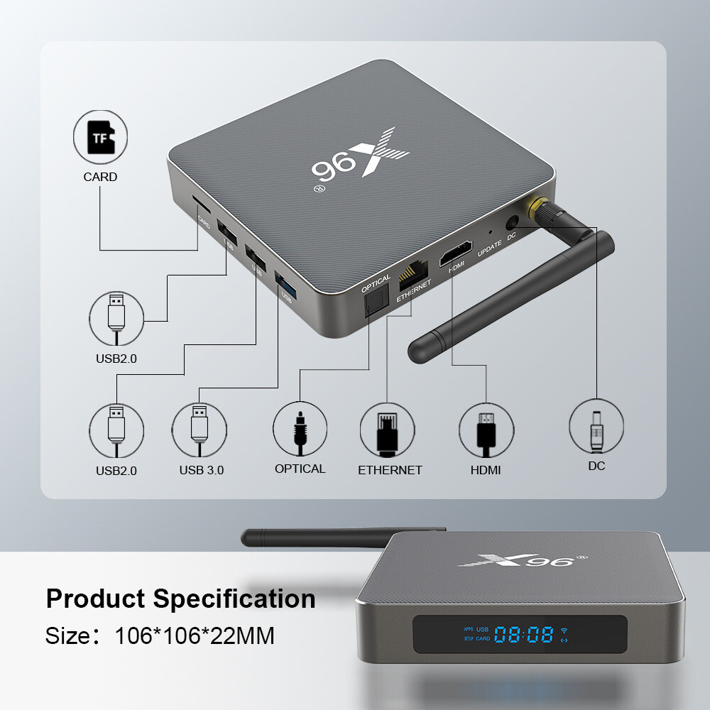 X96 X6 TV Box Android 11 8G 128G RK3566 2T2R Dual Wifi 4K BT 1000M Media Player