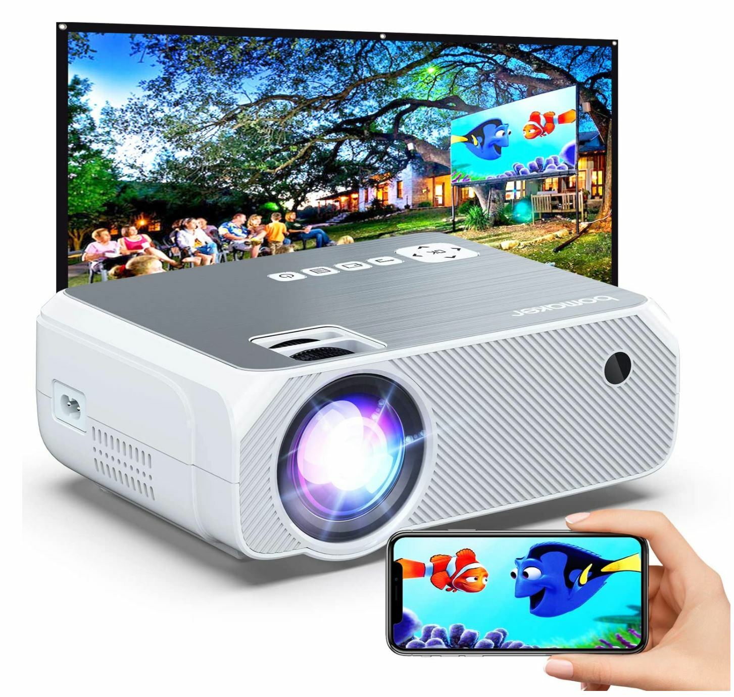 Mini Wi-Fi Portable Phone Projector for Outdoor Movies + 120″ portable screen