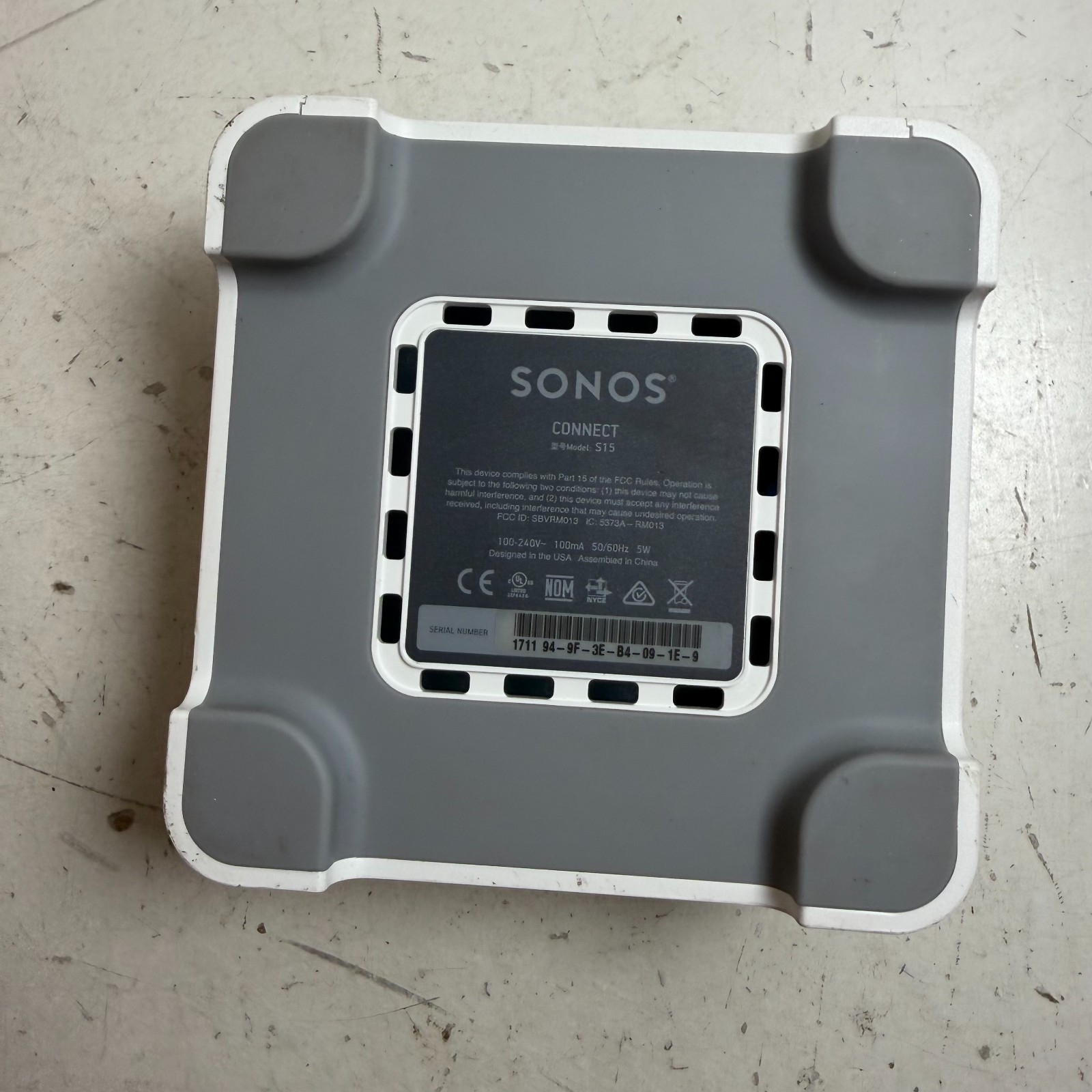 Sonos ZonePlayer Zp90 White Wireless Wi-Fi Music Streaming Network Audio Player