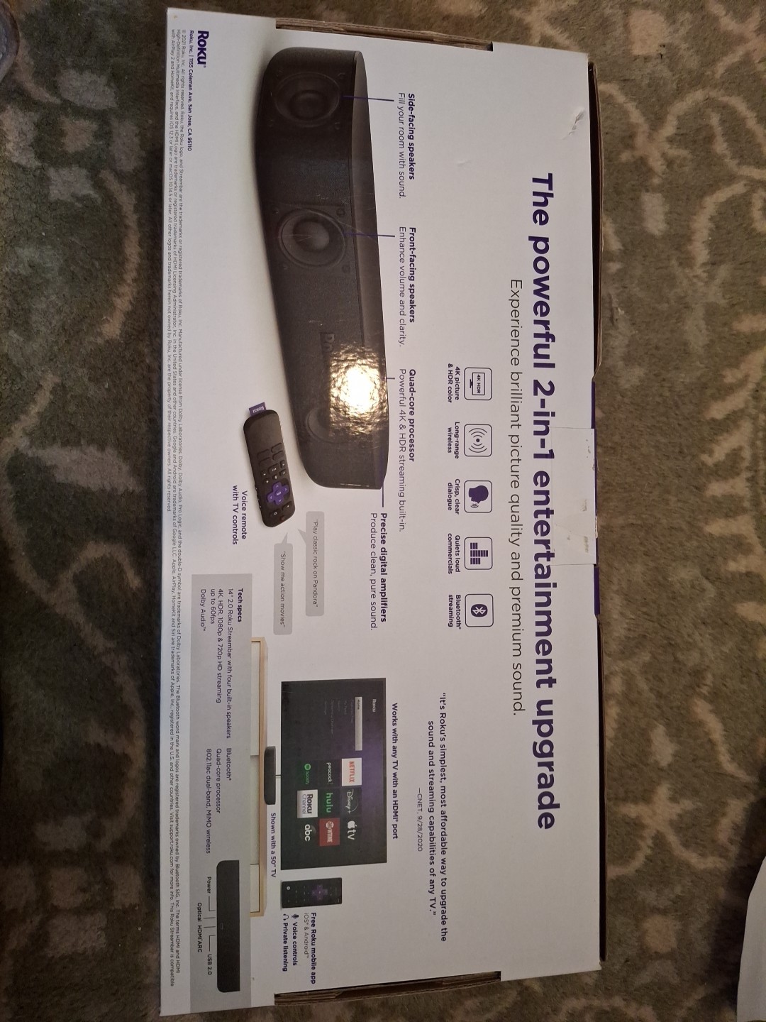 NEW Roku Streambar Model 9102R 4K Streaming Media Player Dolby Audio Bluetooth