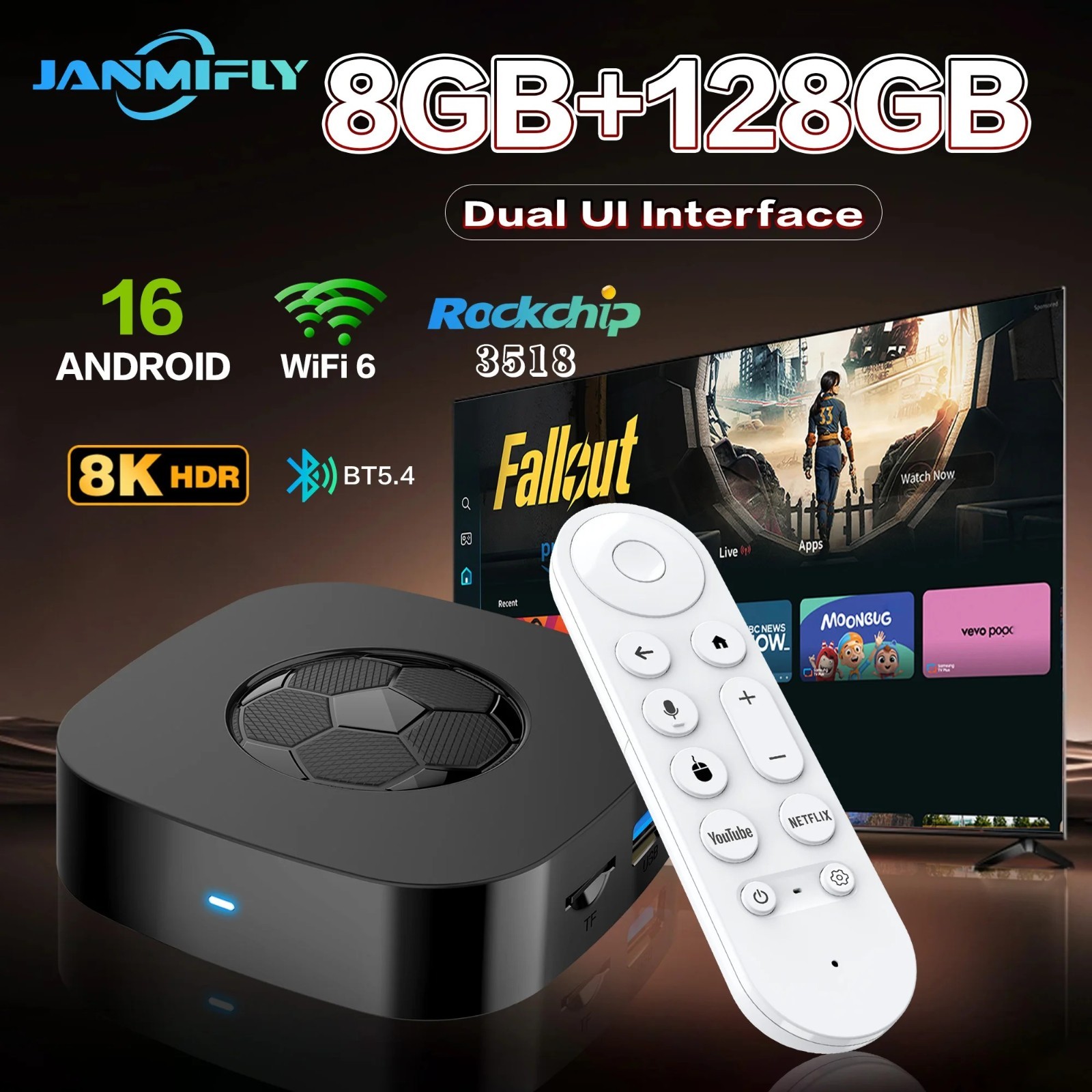Android 16 TV Box T1 Ultra 8K UHD 8GB 128GB WiFi 6 Smart Streaming Media Player