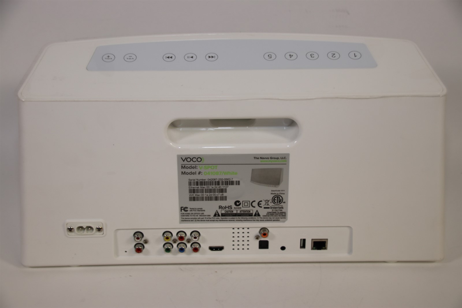 VOCO V-SPOT Voice Controlled Wireless Media Streamer System White UNUSED