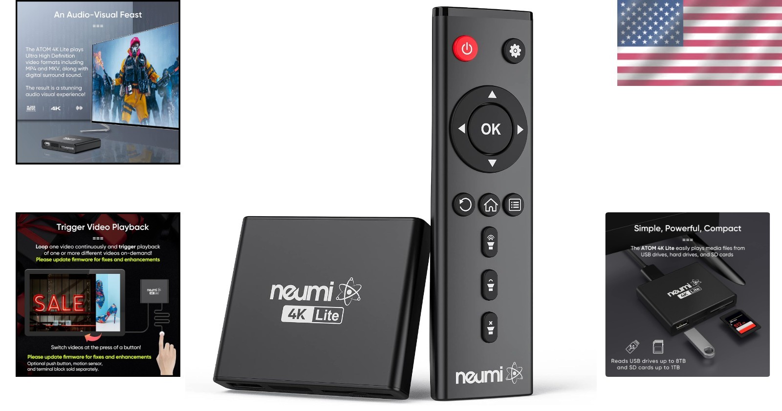 NEUMI Atom 4K Lite Media Player – USB & SD Card Support