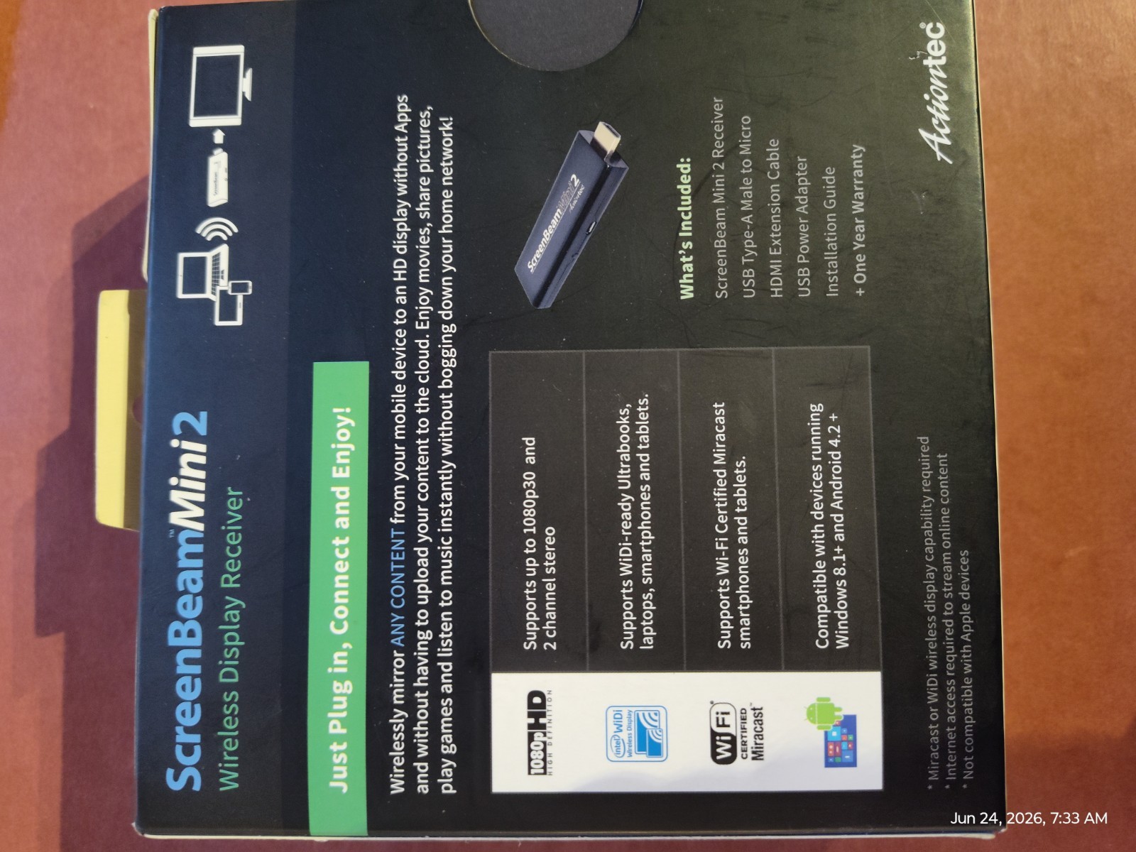 Actiontec ScreenBeam Mini 2 Wireless Display Receiver HDMI 1080p HD FAST SHIP
