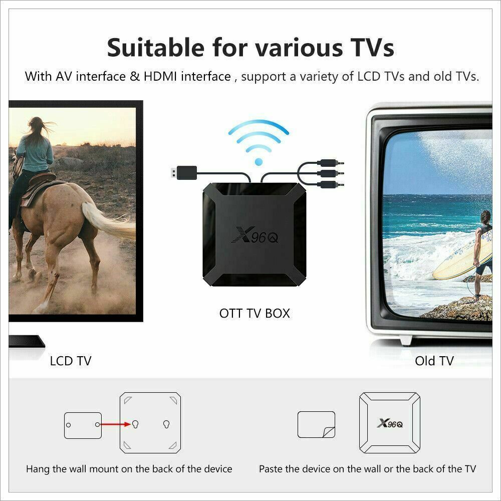 Android 10.0 TV Box X96Q Quad Core HD 4K Media Stream Player Mini PC Dual WiFi