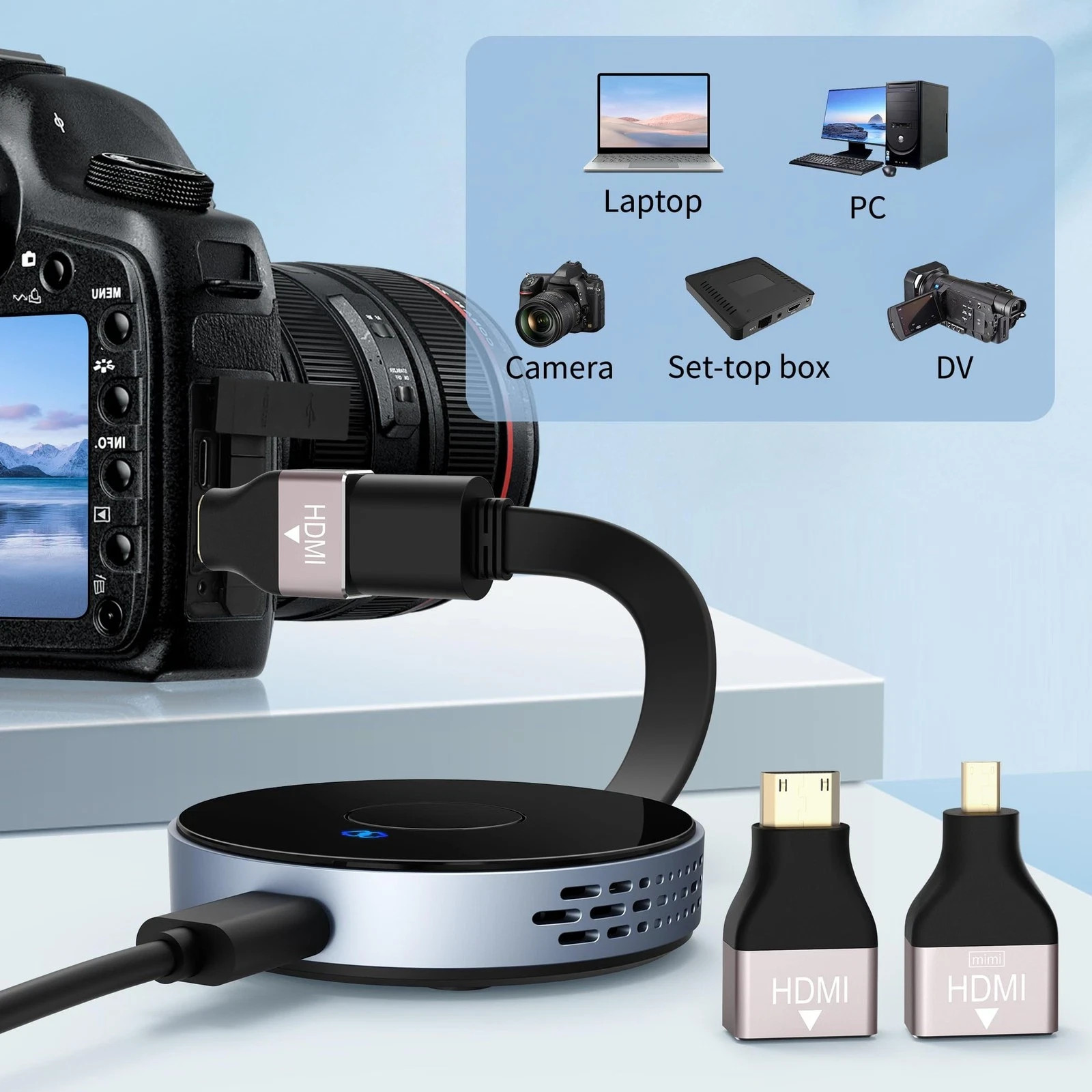 Wireless HD Adapter Transmitter & Receiver with Wireless HDMI Converter Dongle