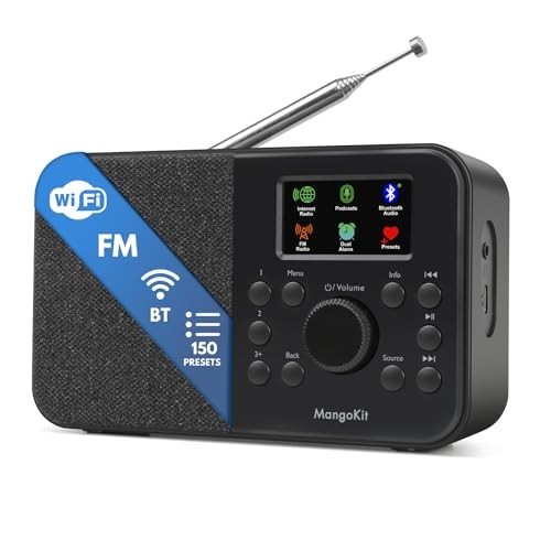 WiFi Internet Radio & Podcast Player, Bluetooth Speaker, 150 Presets, Portable F