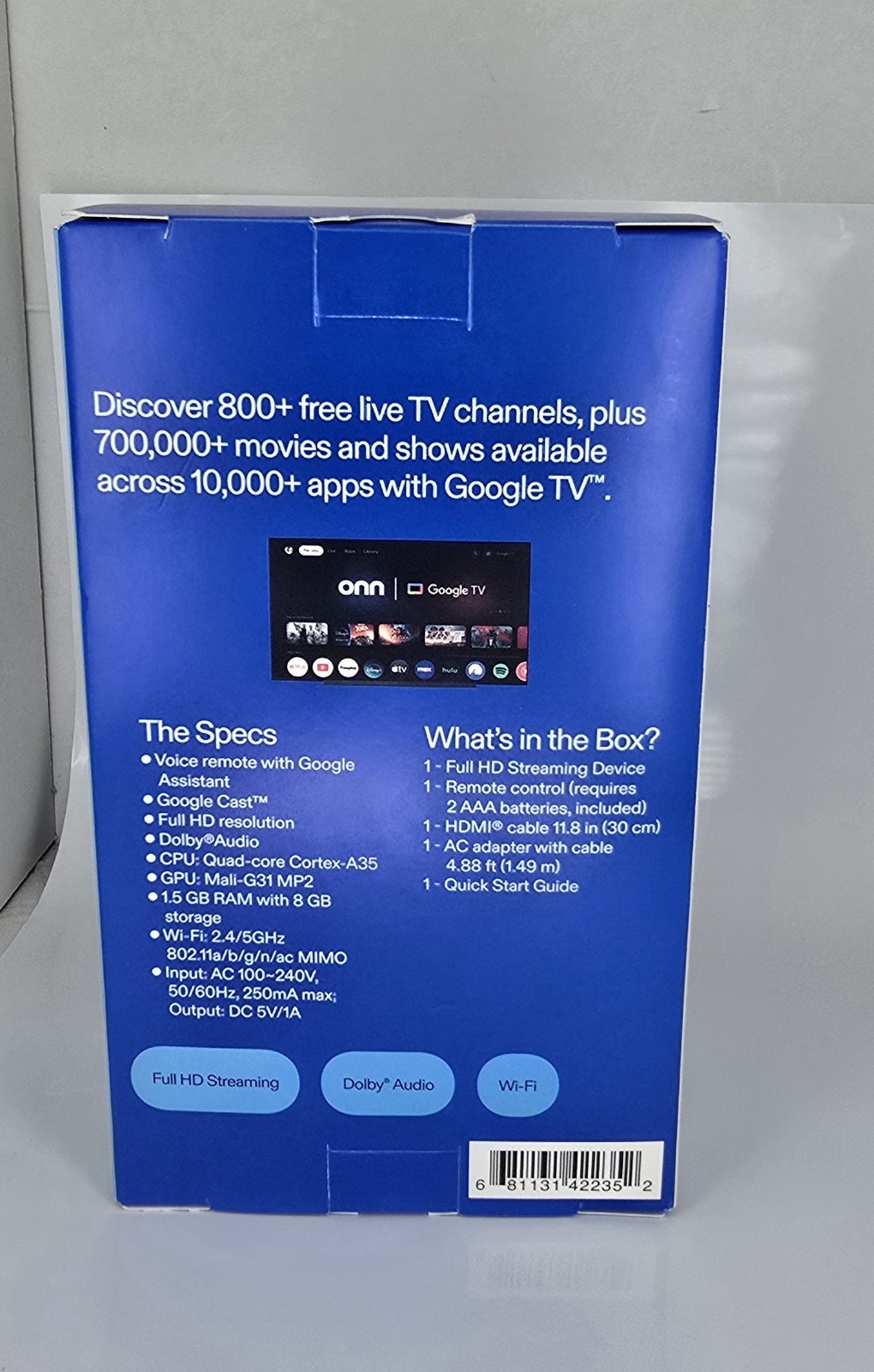 Onn Full HD Streaming Device with Google TV & Voice Remote HDMI Media Stick New