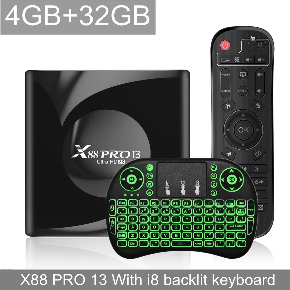 X88 PRO 13 TV Box Android 13 RK3528 4GB 64GB 8K HD Smart TVBox WIFI6 BT5 OTA Upg