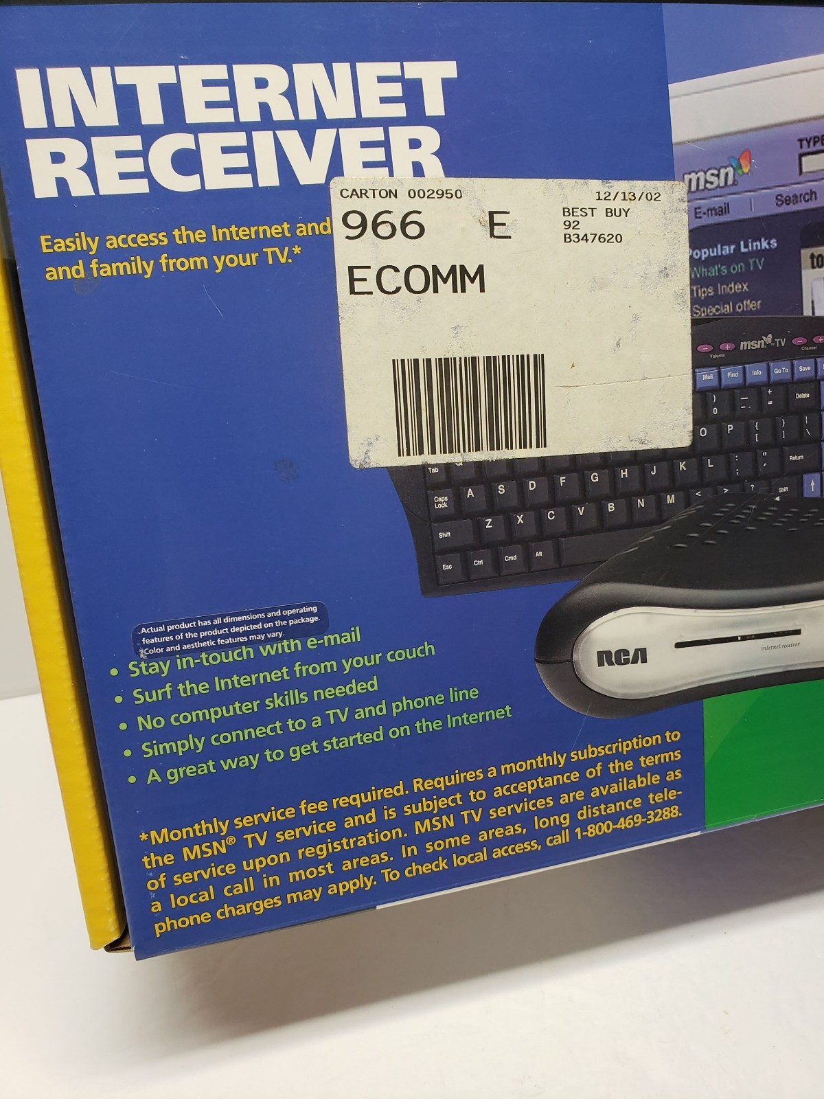 RCA MSNTV WebTV Internet Reciever Appliance Model # RM2100 NEW