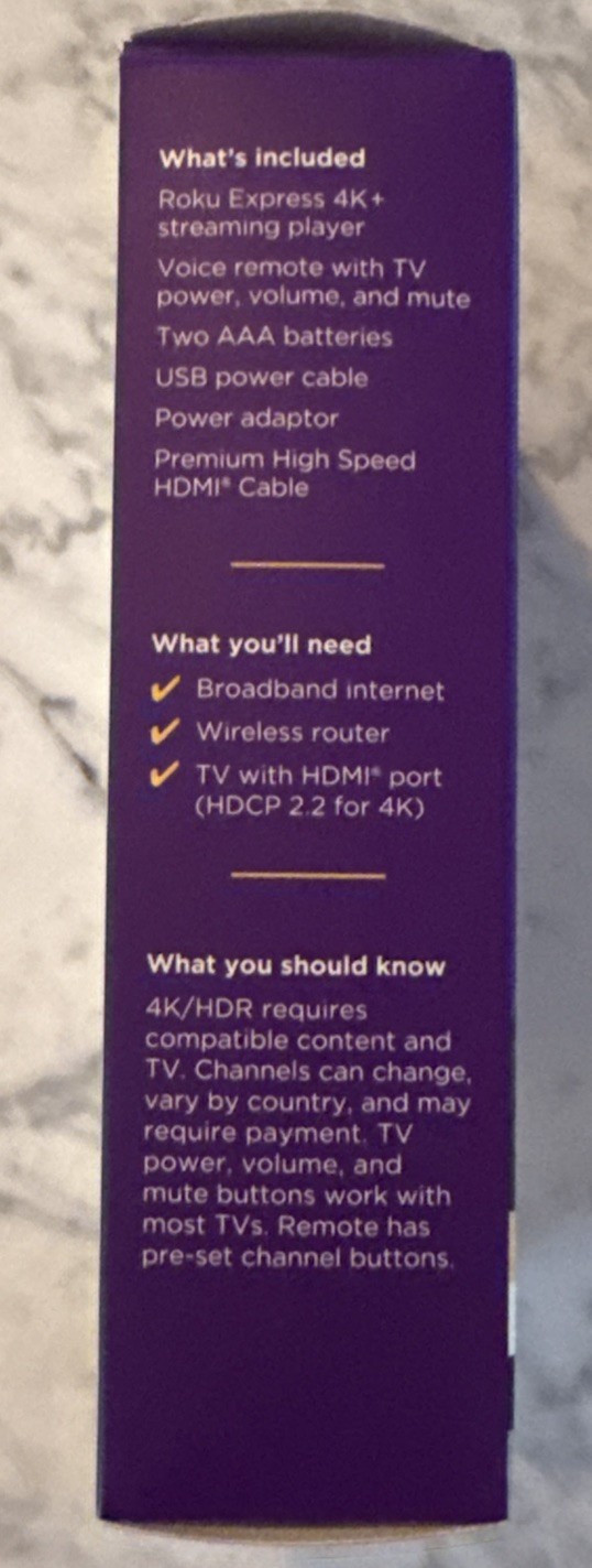 Express 4K+ Streaming Player HD/4K/HDR with Roku Voice with TV Controls