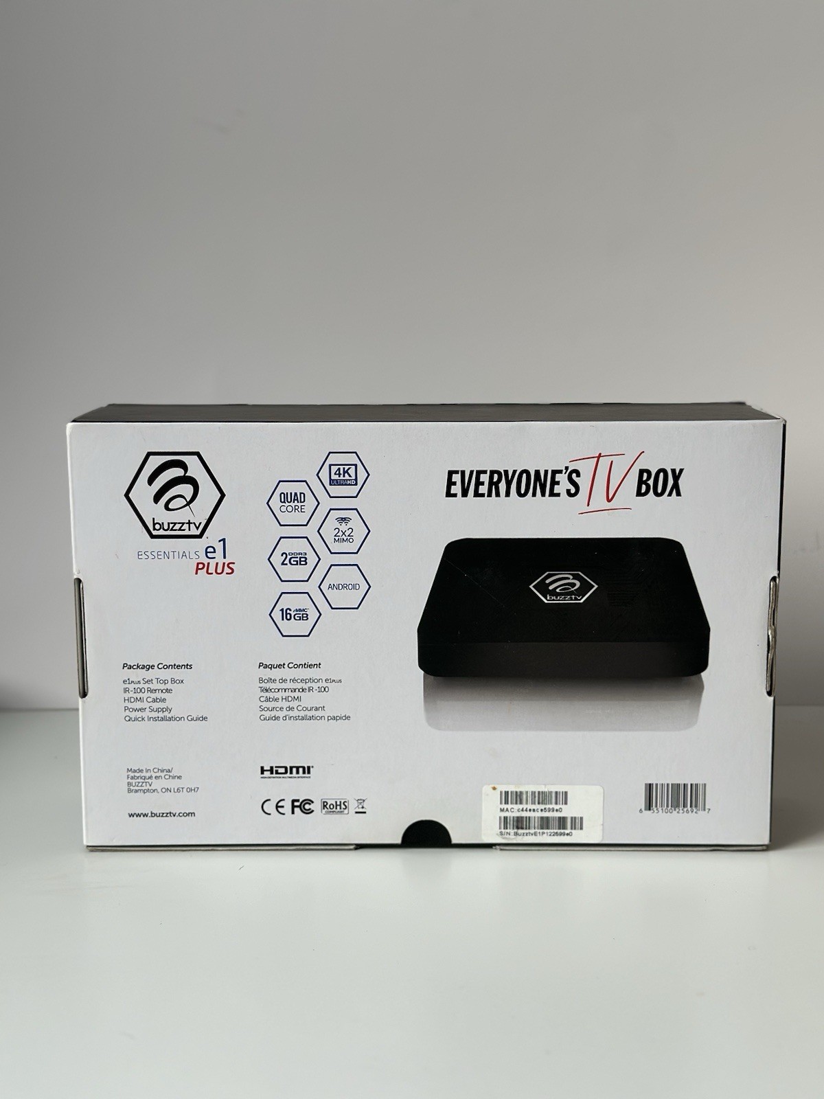 Buzztv Essentials E1 PLUS UHD 4K Android SET TOP Box 2GB RAM 16GB DDR3 NO REMOTE