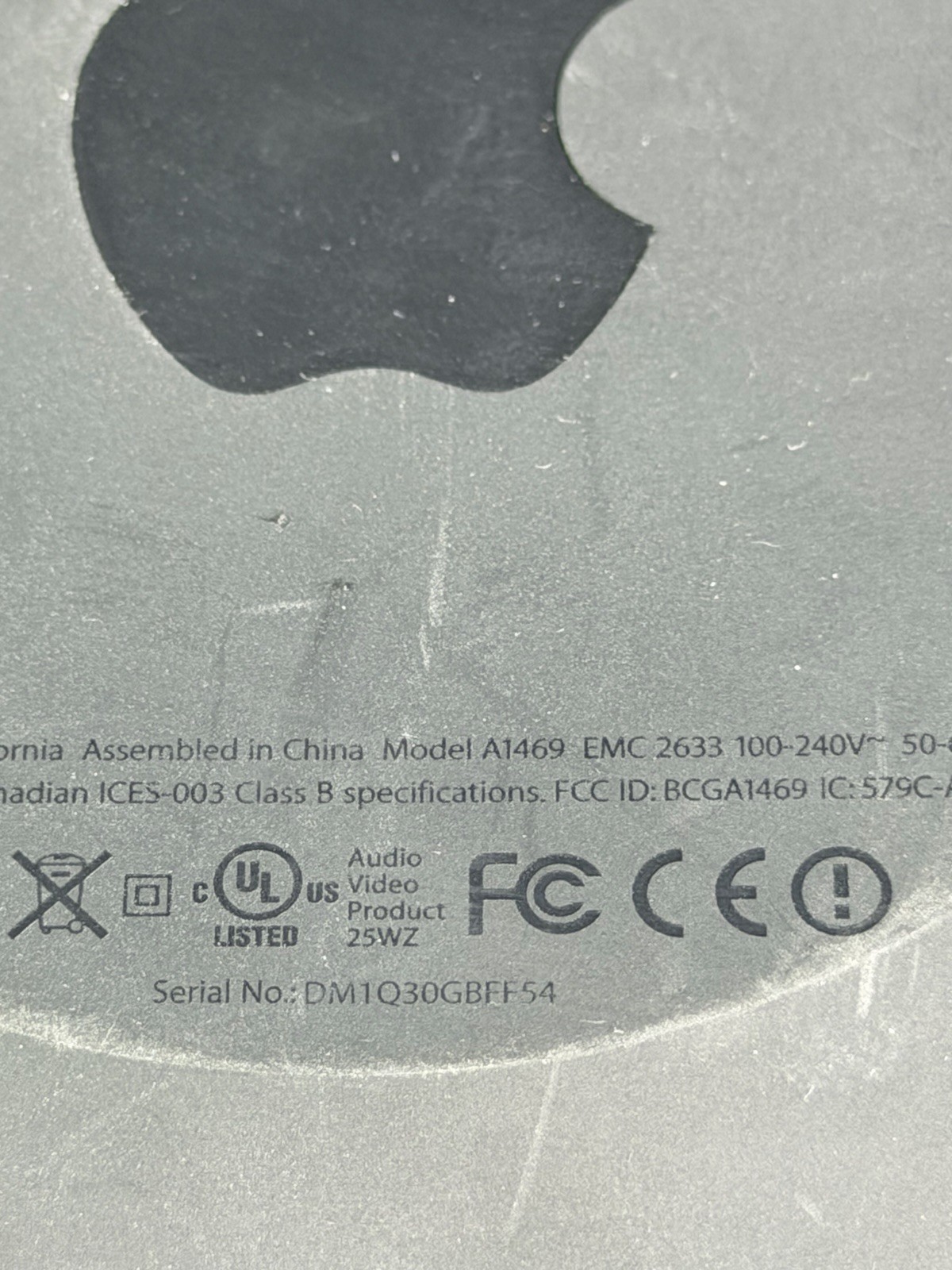 APPLE TV MODEL A1469 – UNIT AND POWER CABLE ONLY – 3rd Generation