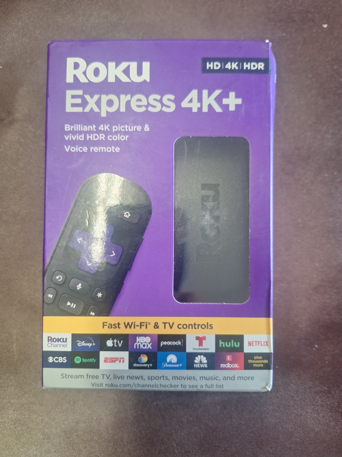 roku express 4k + wifi voice control w remote apple tv disney hbo hulu netflix
