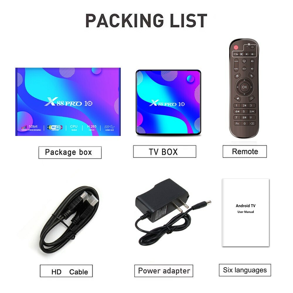 2020 TV Box Android 10 VONTAR X88 PRO 4GB 32GB 64GB Rockchip RK3318 4K 1080