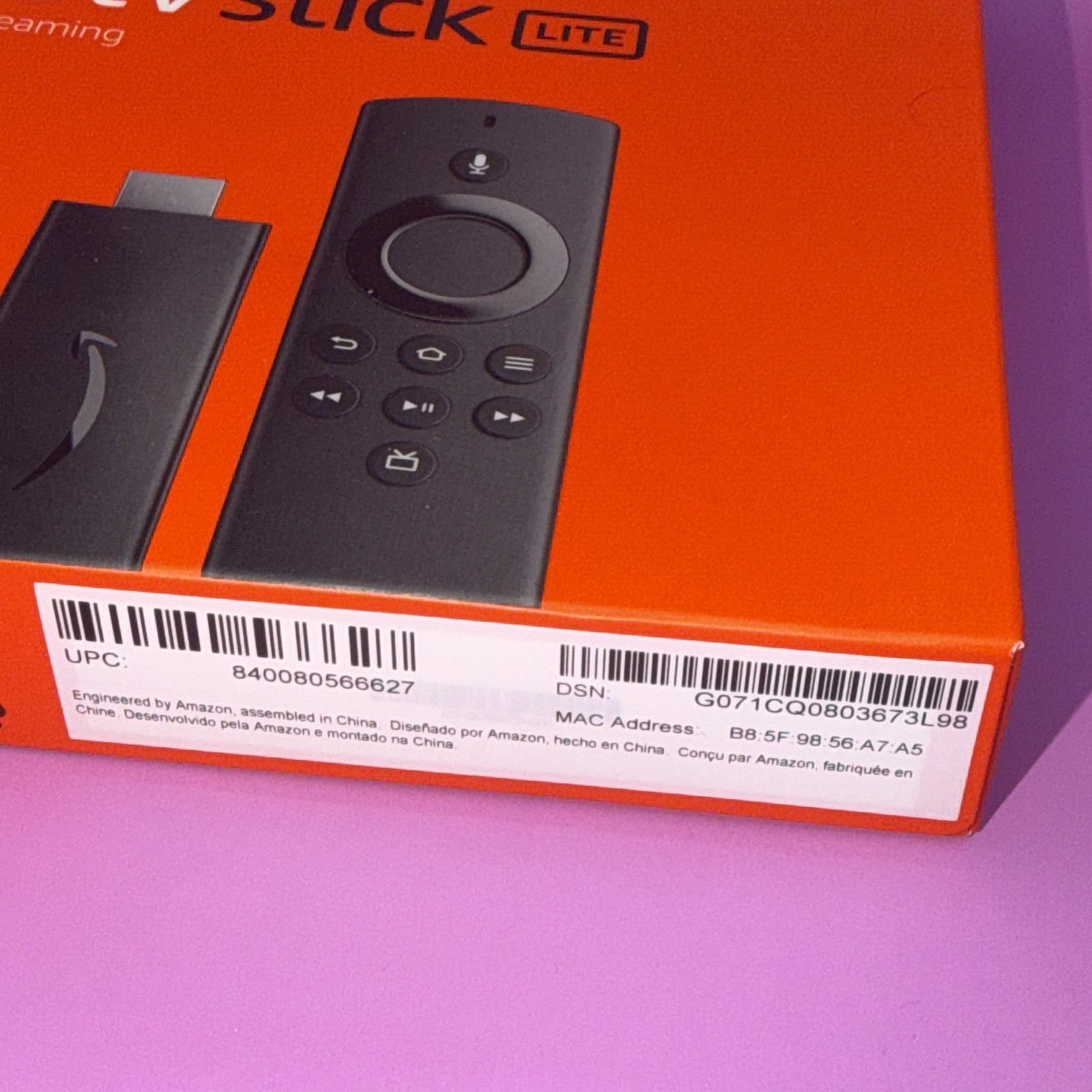 Amazon Fire TV Stick Lite HD Media Streamer with Alexa Voice Remote Lite, Sealed