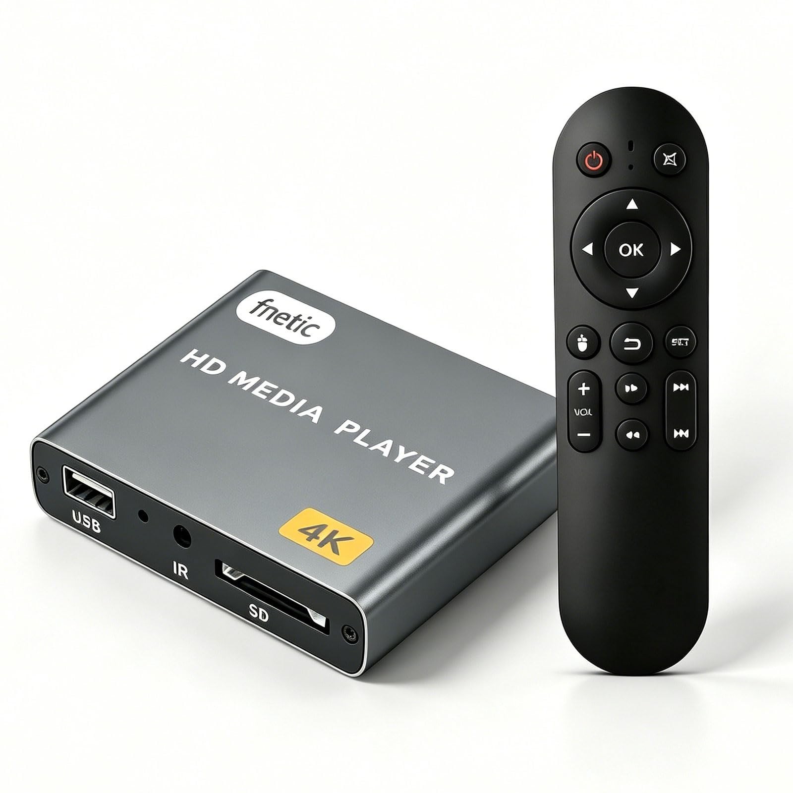 4K Ultra HD Media Player, HDMI & AV Output, USB/TF Card Slot, Remote Control, Pl