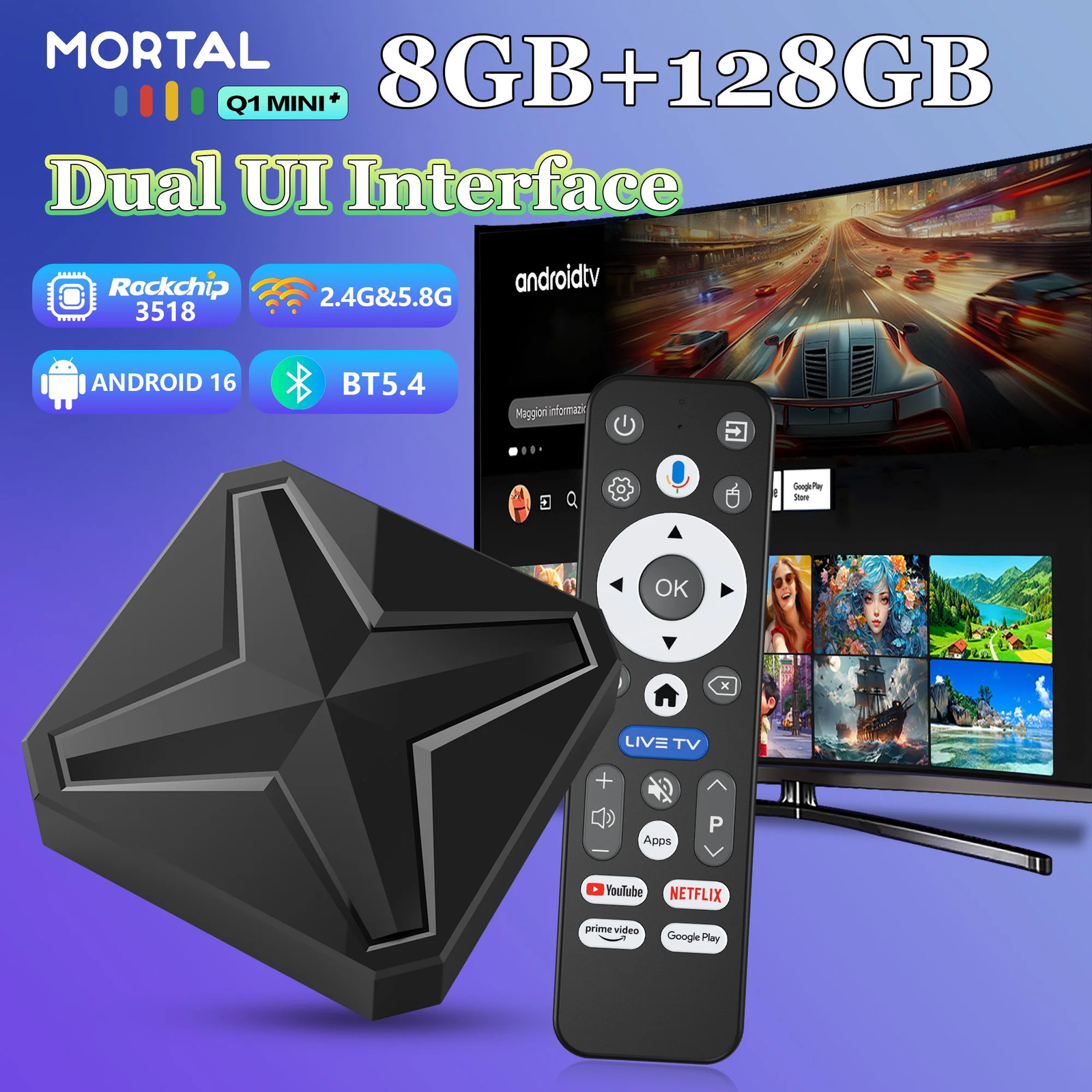 2025 New Android 16 Global Version TV Box Q1 MINI+ Dual UI Interface BT5.4 Dual