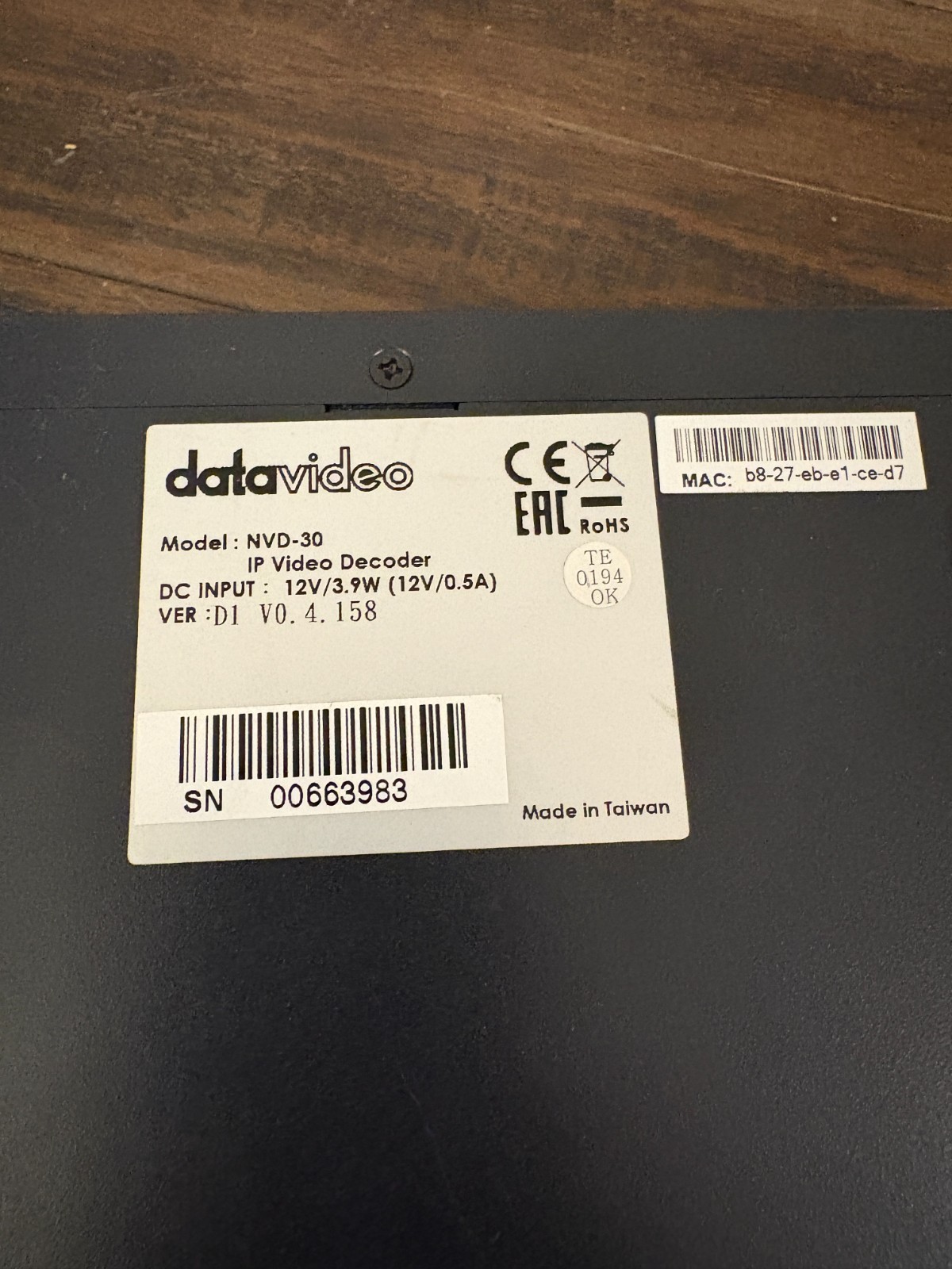 Datavideo NVD-30 IP Video Decoder with HDMI & Audio Output