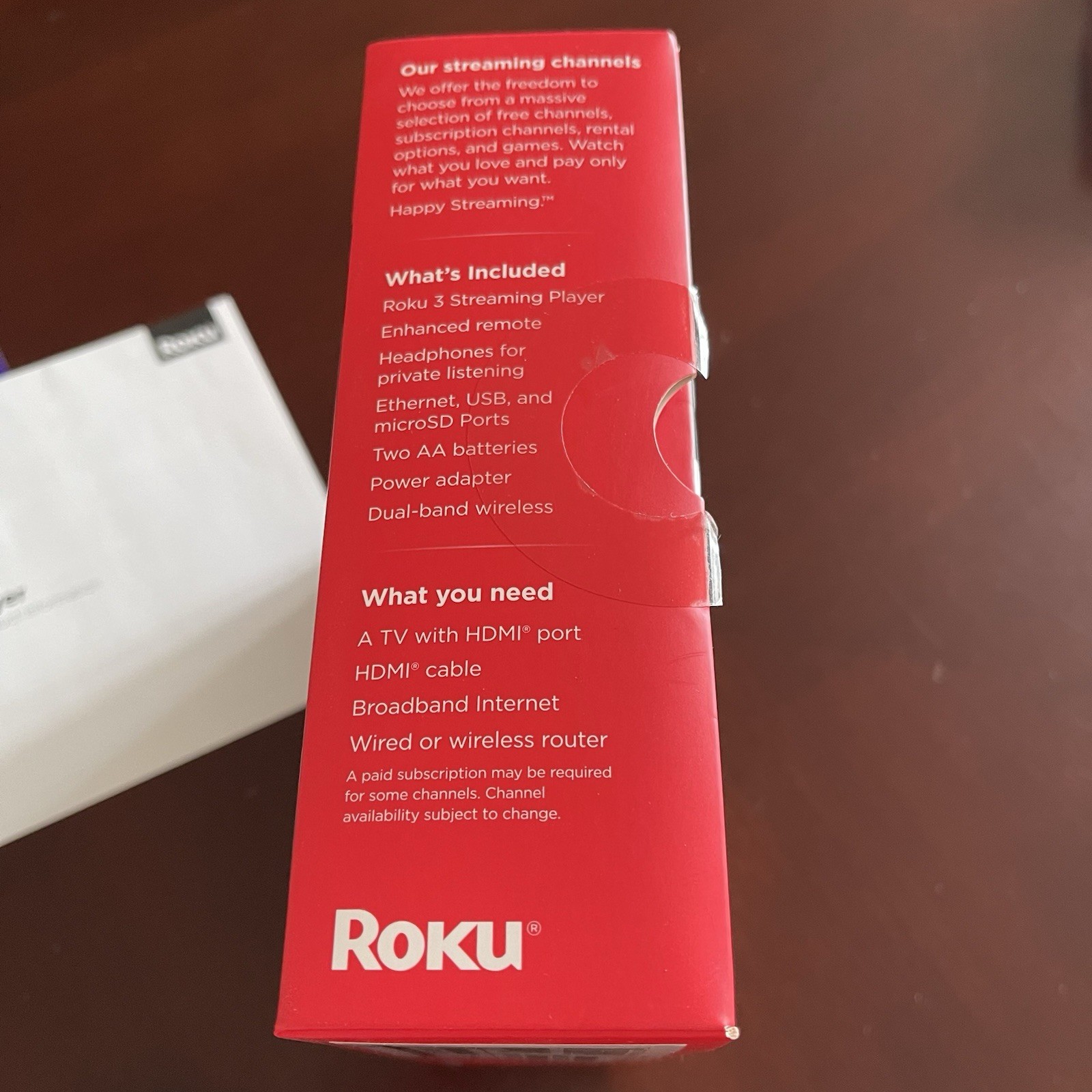 Roku 3 (3rd Gen) 4230X Media Streamer 4230R – Black w/Remote/Charger/Manuals/Box