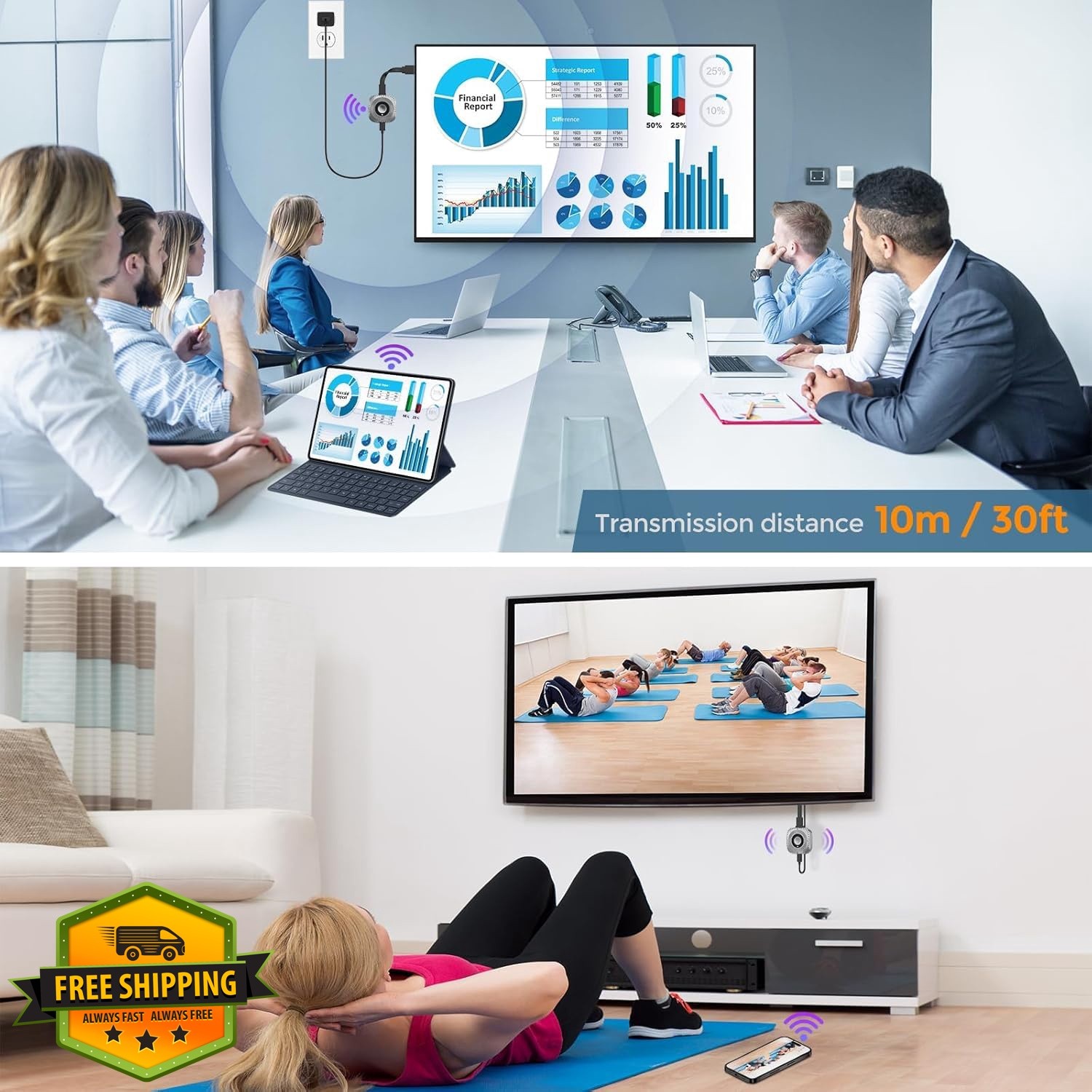 Wireless HDMI Display Dongle Adapter, 4K Decode and 1080P@60Hz Wireless Casti…