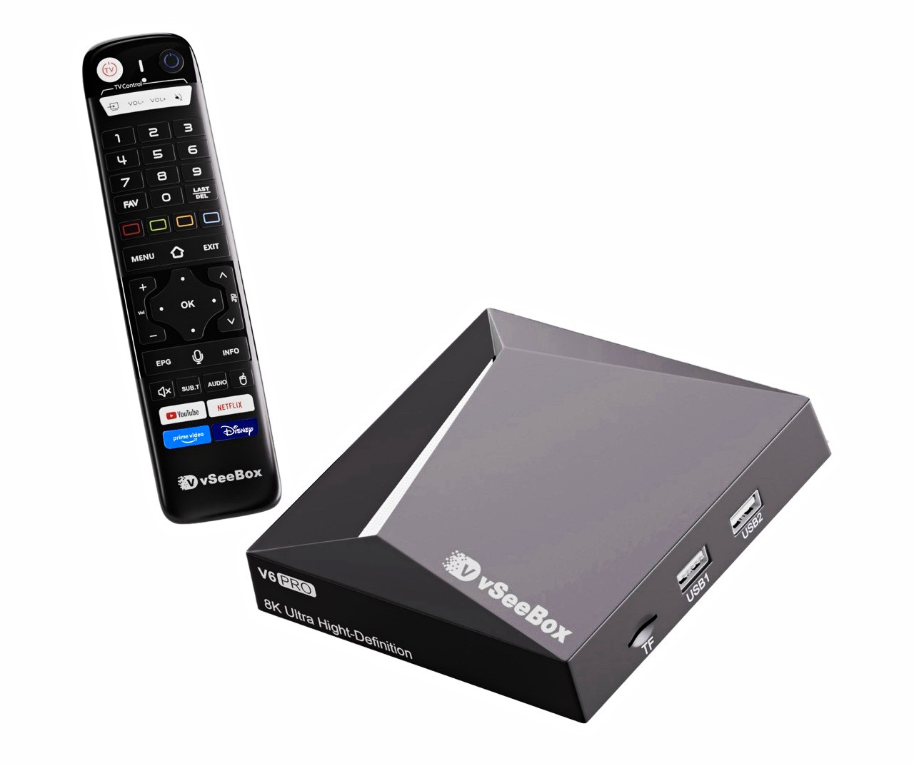vSeeBox V6 Pro 8K Android TV Box Wi-Fi 6 32GB Voice Remote Black