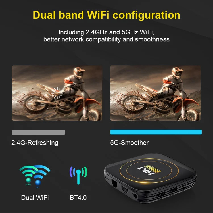 HK1 RBOX-H8S 4K Ultra HD Android 12.0 Smart TV Box with Remote Control, Allwinn