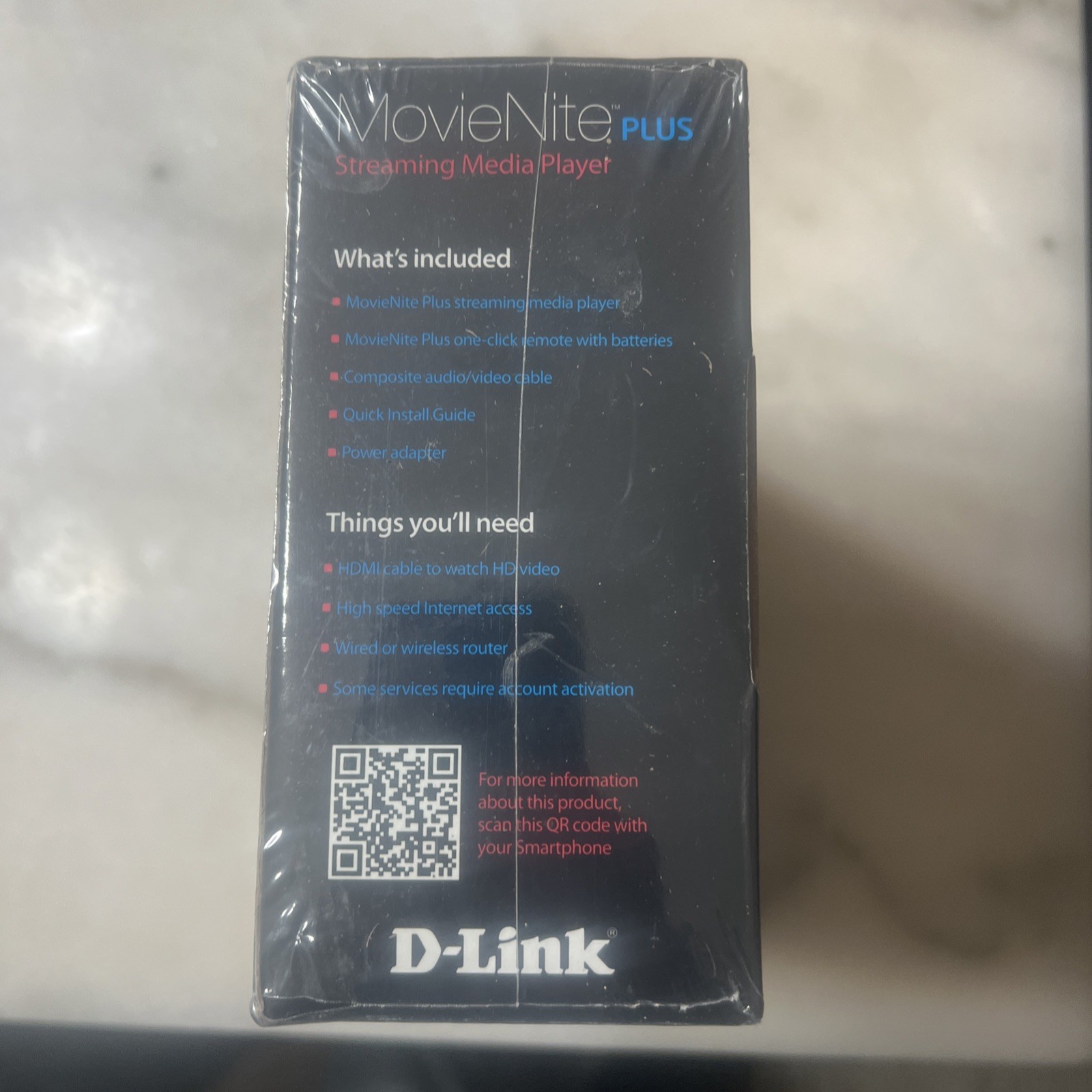 D-Link MovieNite Plus Streaming Media Player DSM -312 With Remote Sealed