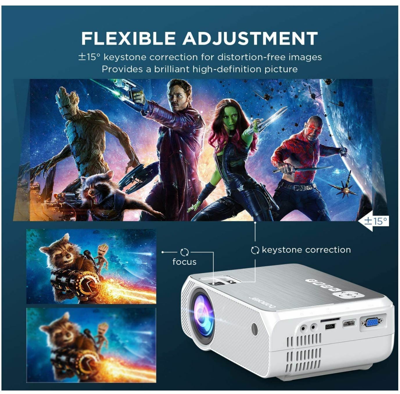 Mini Wi-Fi Portable Phone Projector for Outdoor Movies + 120″ portable screen
