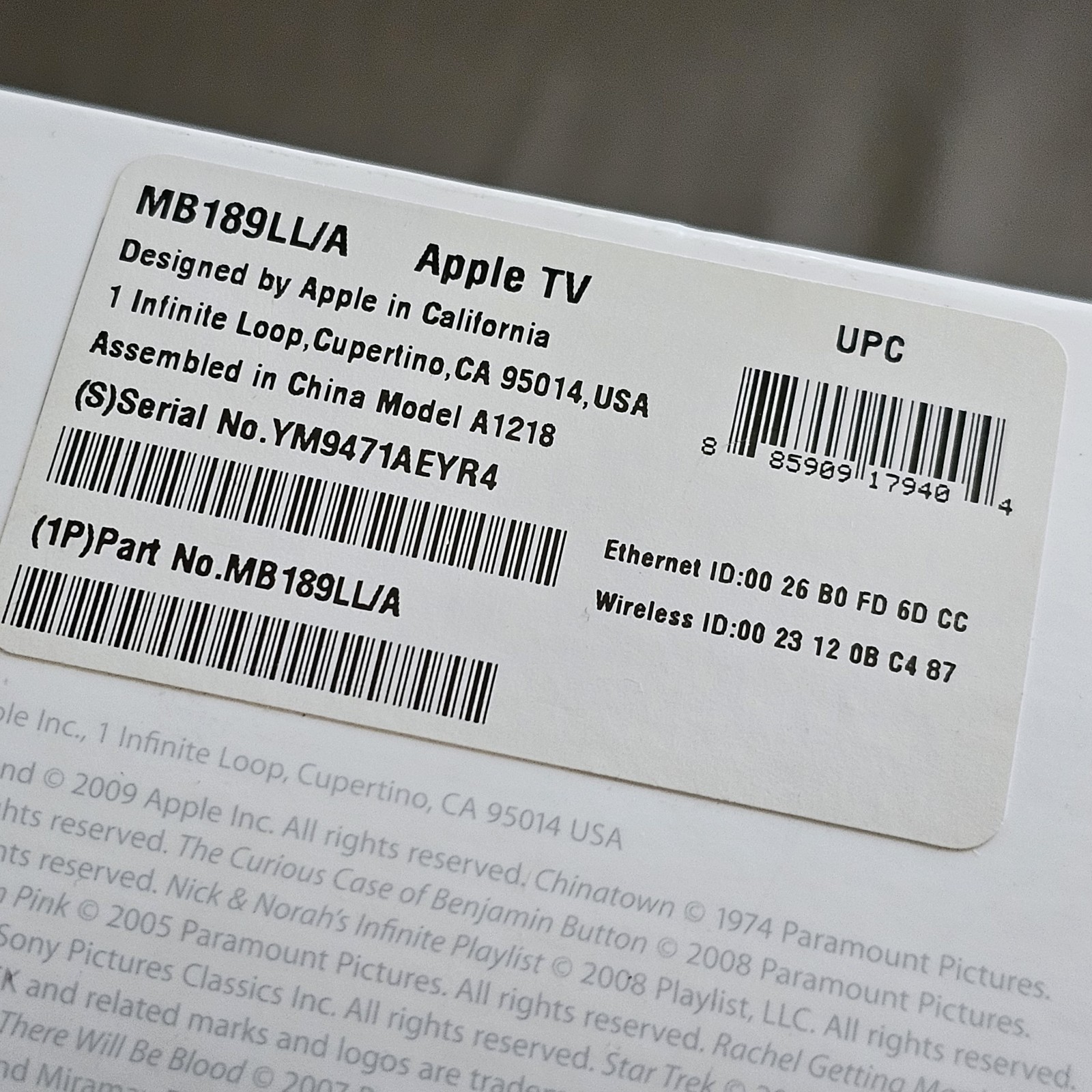 Apple TV (1st Generation) 160GB Media Streamer Model A1218 MB189LL/A