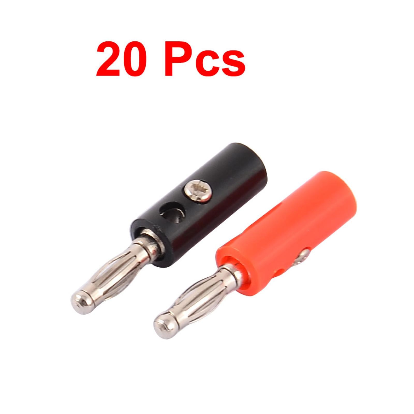 20pcs Black Red Insulation Jacket Audio Cable Connector Banana Jack Coupler