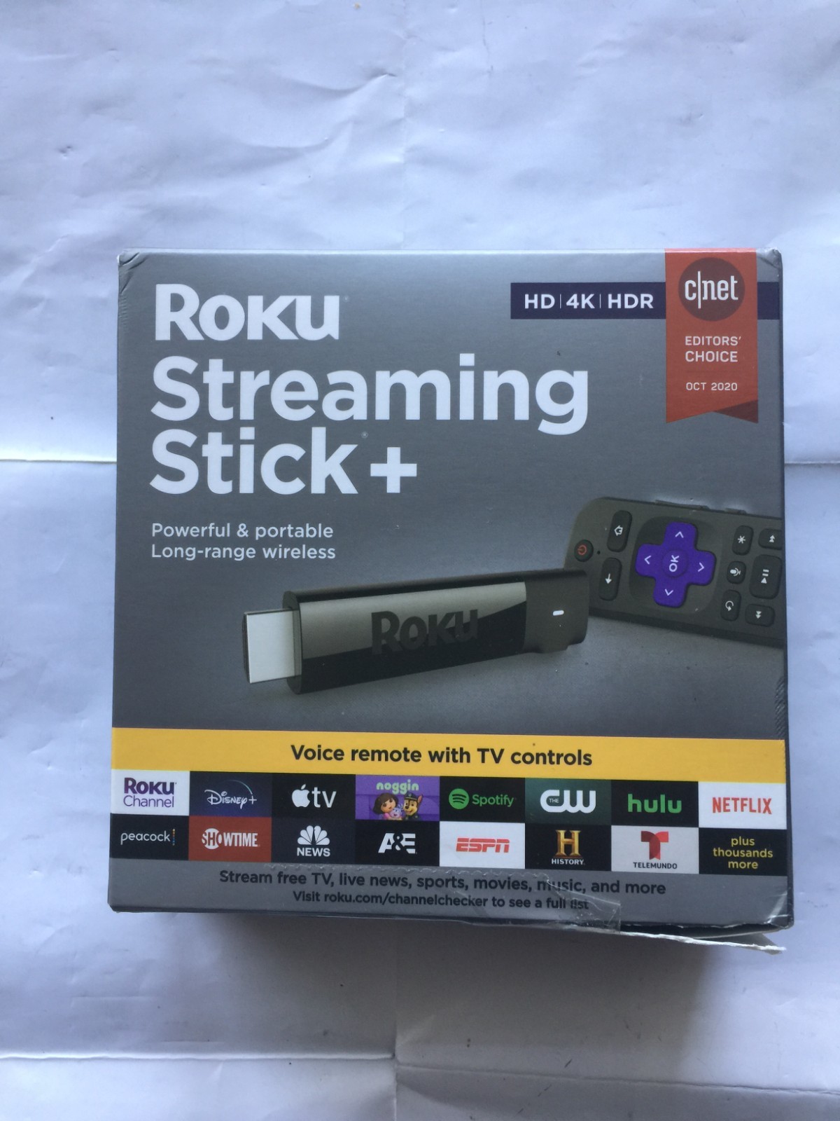 Roku Streaming Stick+ 4K/HDR Device, Voice Remote with TV Controls, 3810R