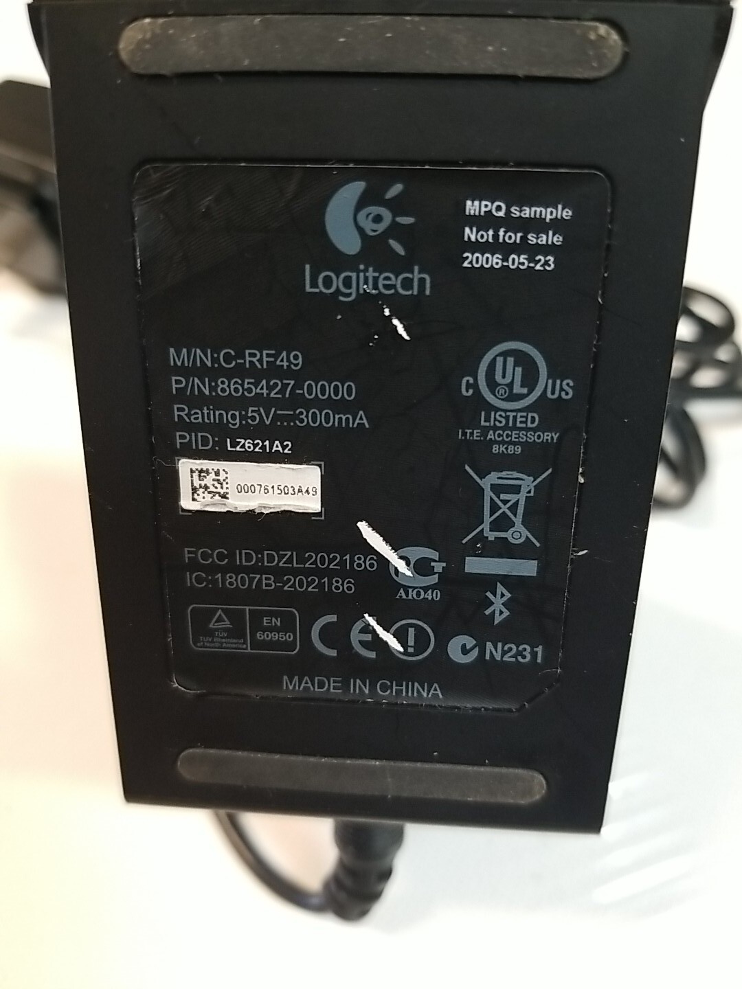 Logitech OEM Wireless DJ Music System Remote Control Dock C-RF49 BASE power supp
