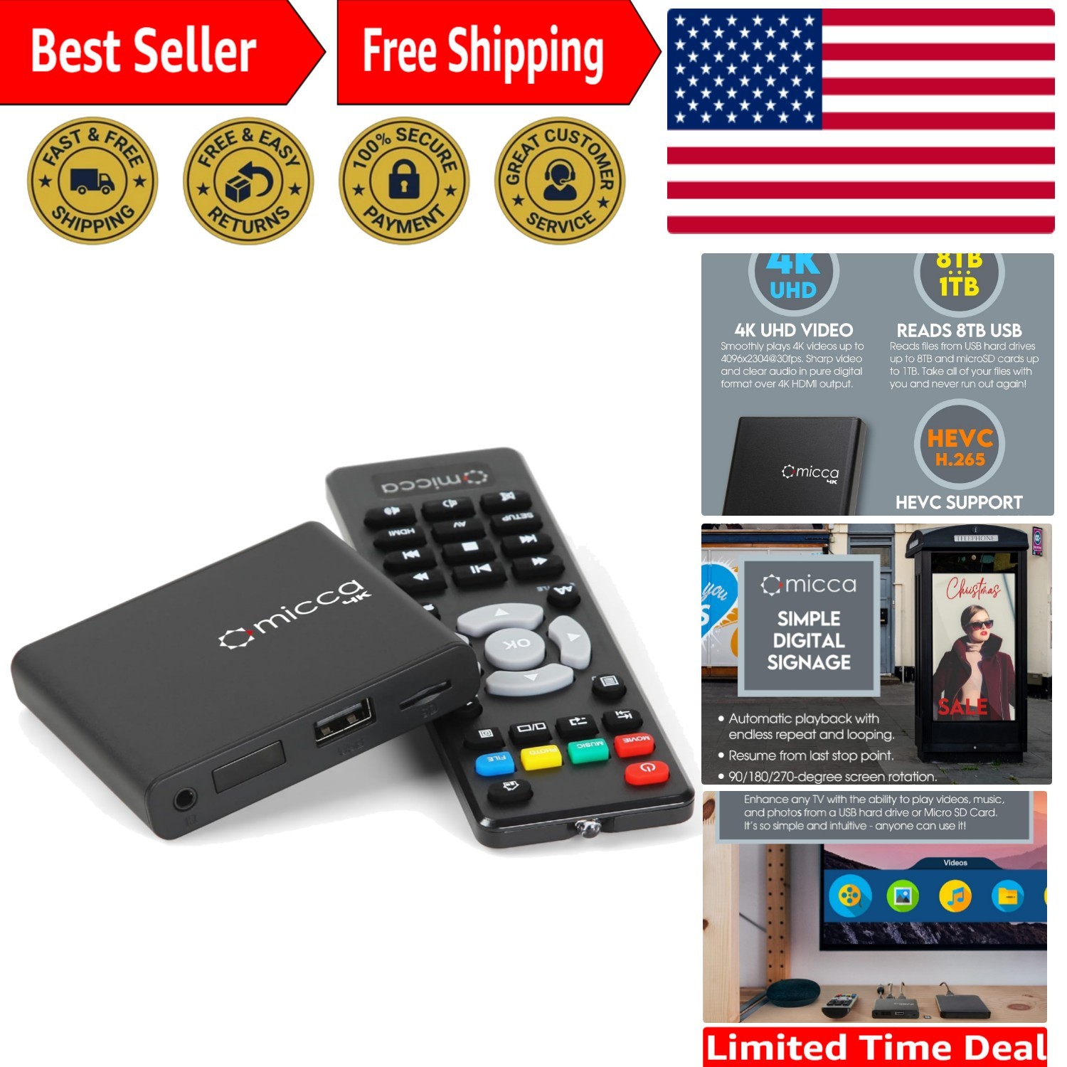 Ultimate 4K Video & Music Playback Box – HDMI & Analog AV Connectivity included