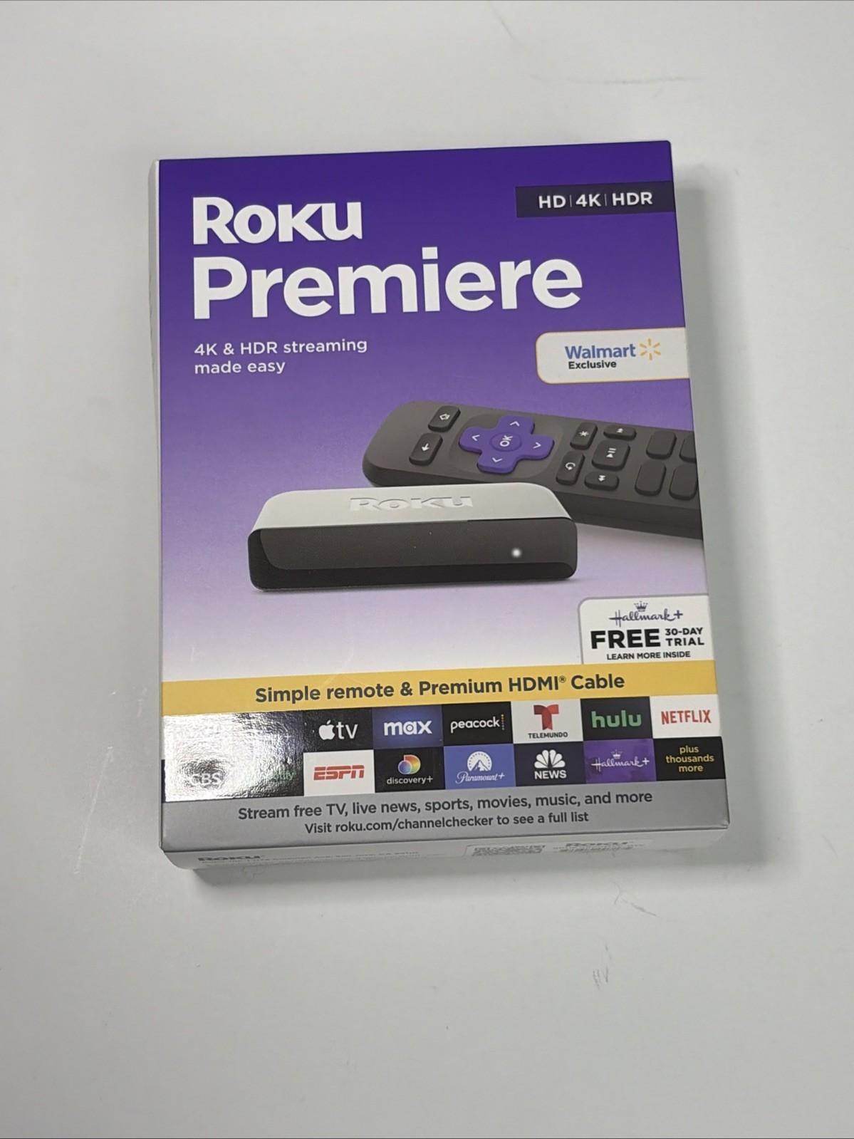 Roku Premiere 4K HDR Streaming Media Player with HDMI Cable & Remote