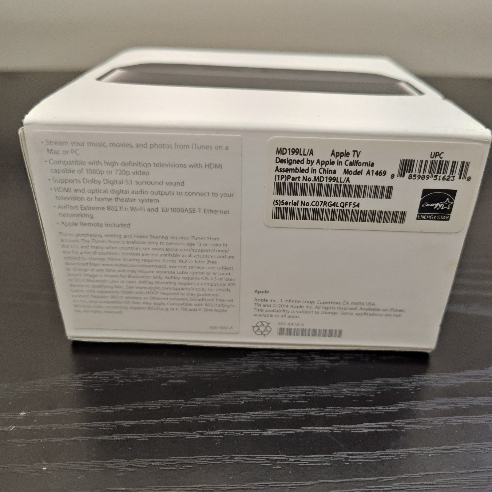 Apple TV (3rd Generation) 1080P Media Streaming Player A1469 w Remote / Pwr Cord