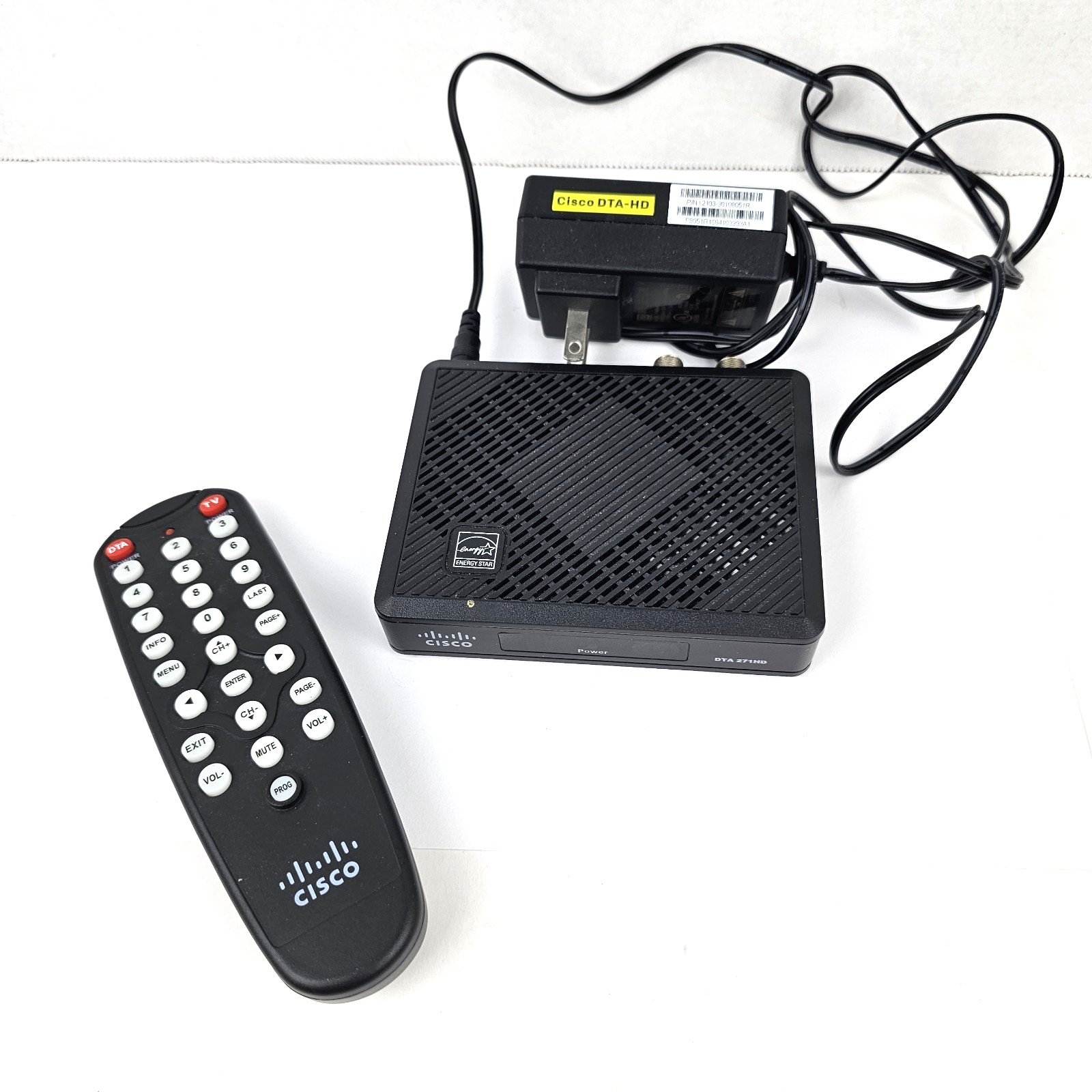 Cisco DTA 271HD Digital Transport Adapter Cable Box with Cisco Remote and Power