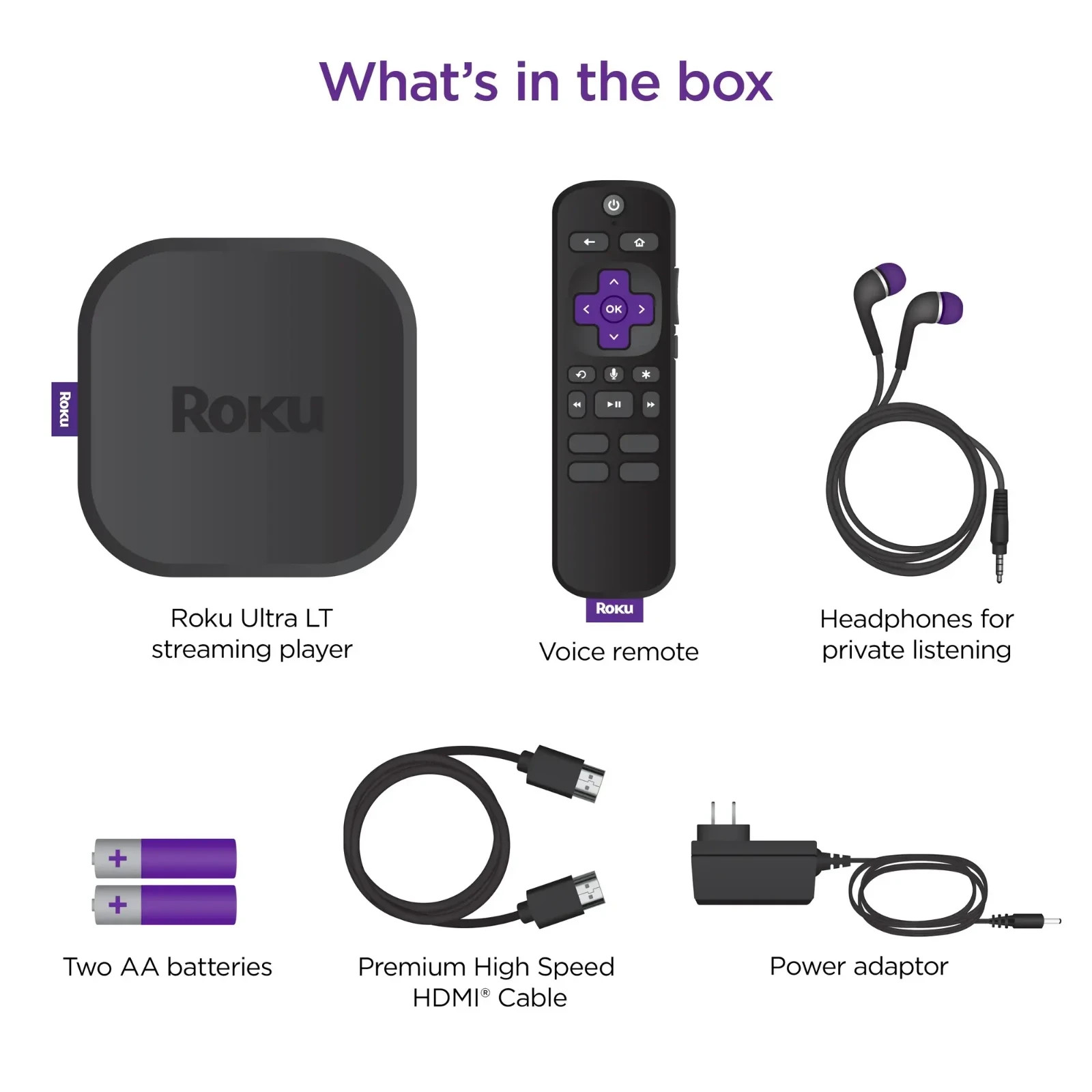 Roku Ultra LT 2023 4K HDR Streaming Player Dolby Vision Voice Remote Ethernet