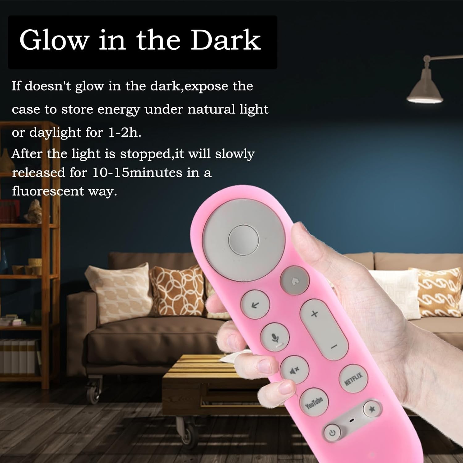 Glow Pink Google TV Chromecast 4K 2024 Remote Case Glow in Dark