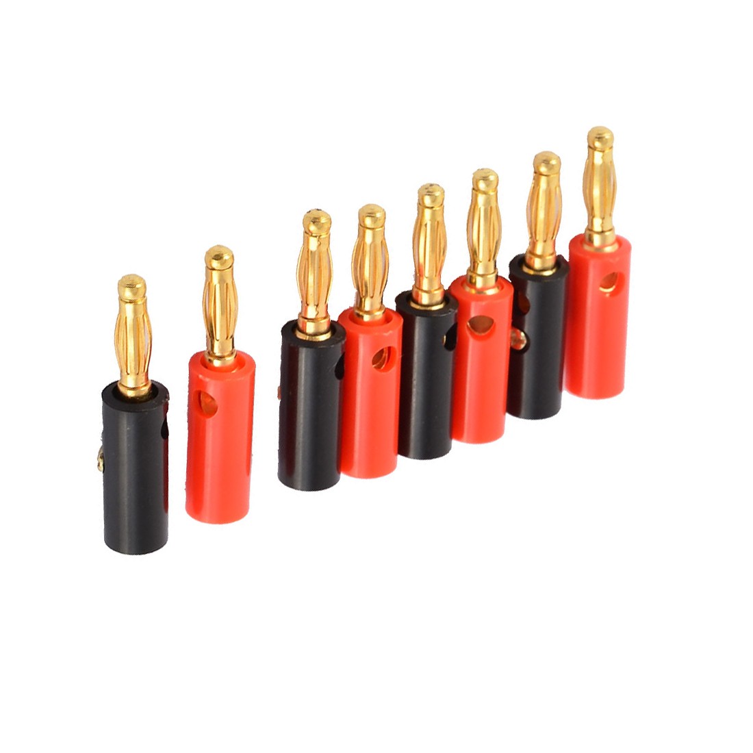 8pcs Red Black Plastic Jacket Audio Speaker Cable Banana Adapter Connector