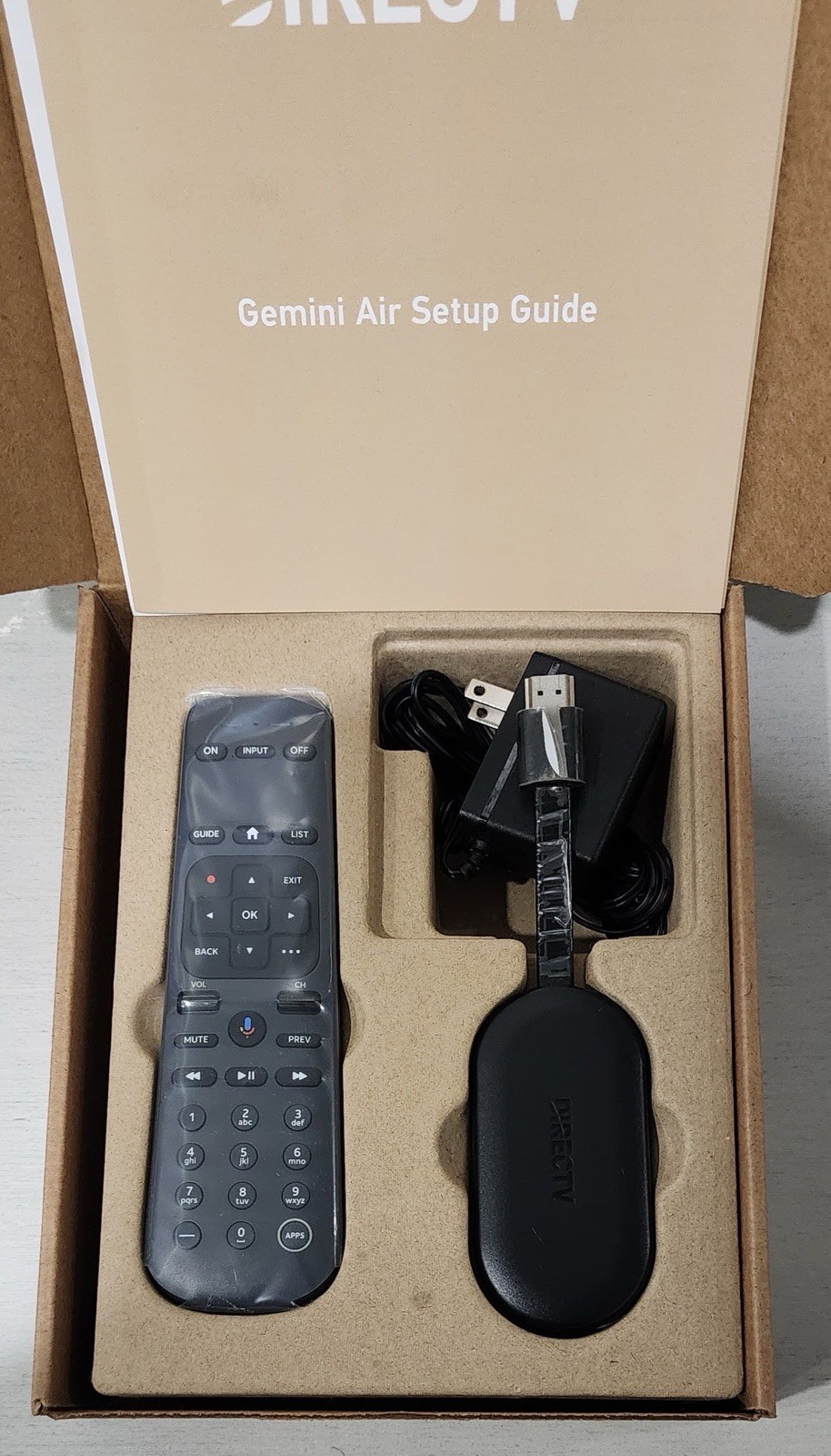 DIRECTV Gemini Air Streaming Device 4K Model P21KW-500 Wth AC Adapter and Remote
