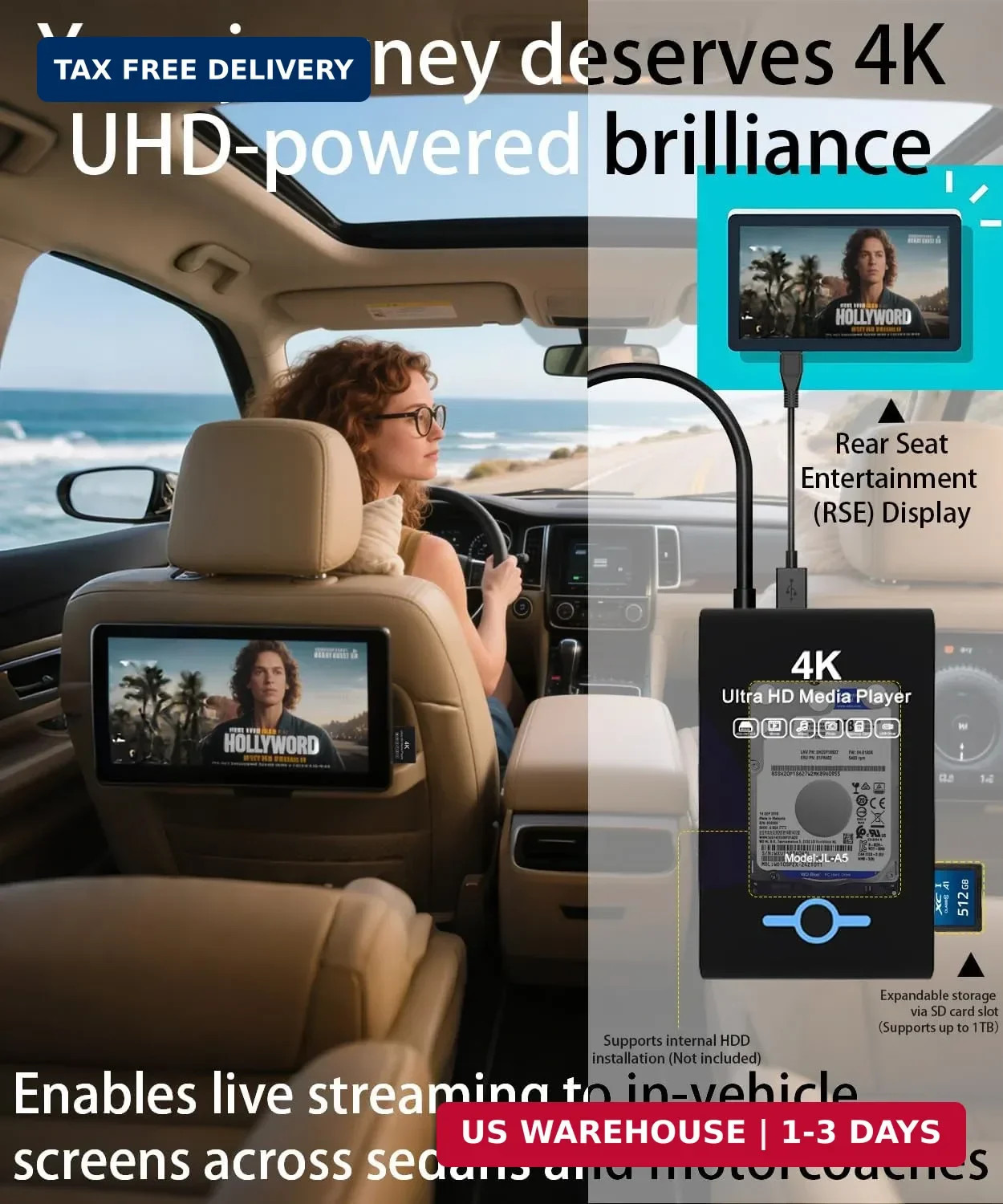 4K Ultra HD Media Player & HDD Enclosure 2-in-1,Digital Signage, Play H.265/HEVC