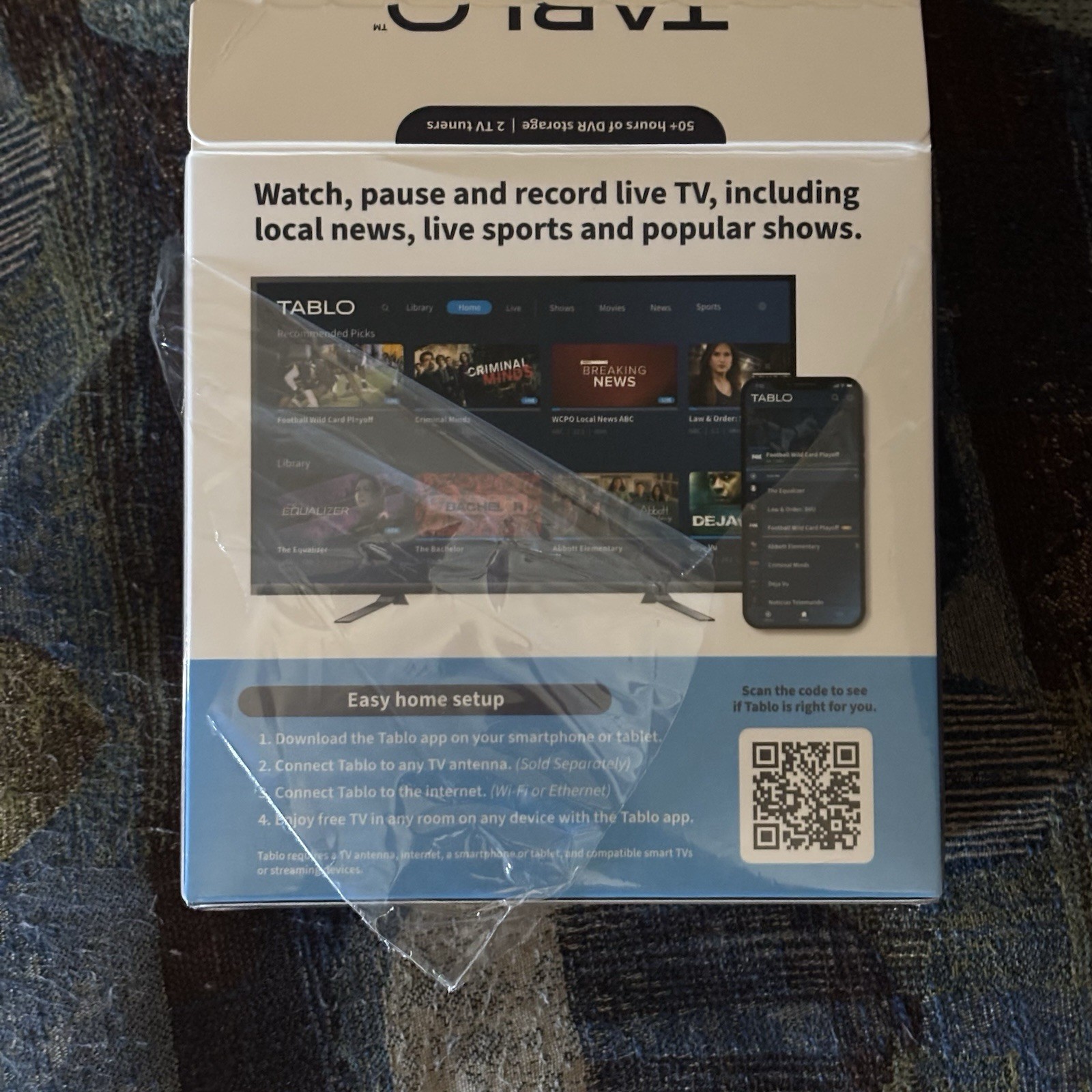 Tablo TV Media Streamer Box DVR Multi-Screen Streaming Wi-Fi Ethernet White