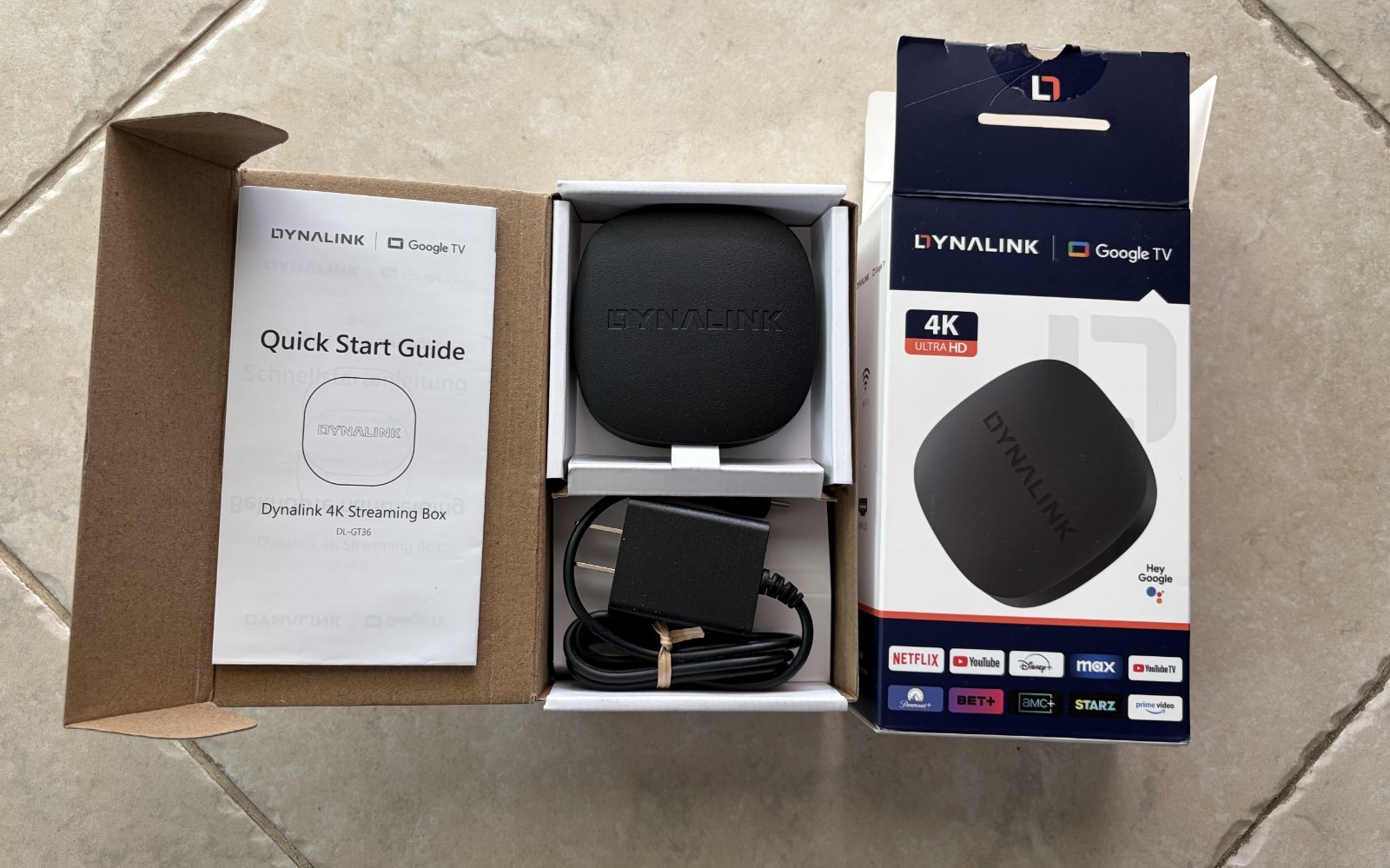 Dynalink 4K Google TV Streaming Box DL-GT36 Used Tested w/ Original Box