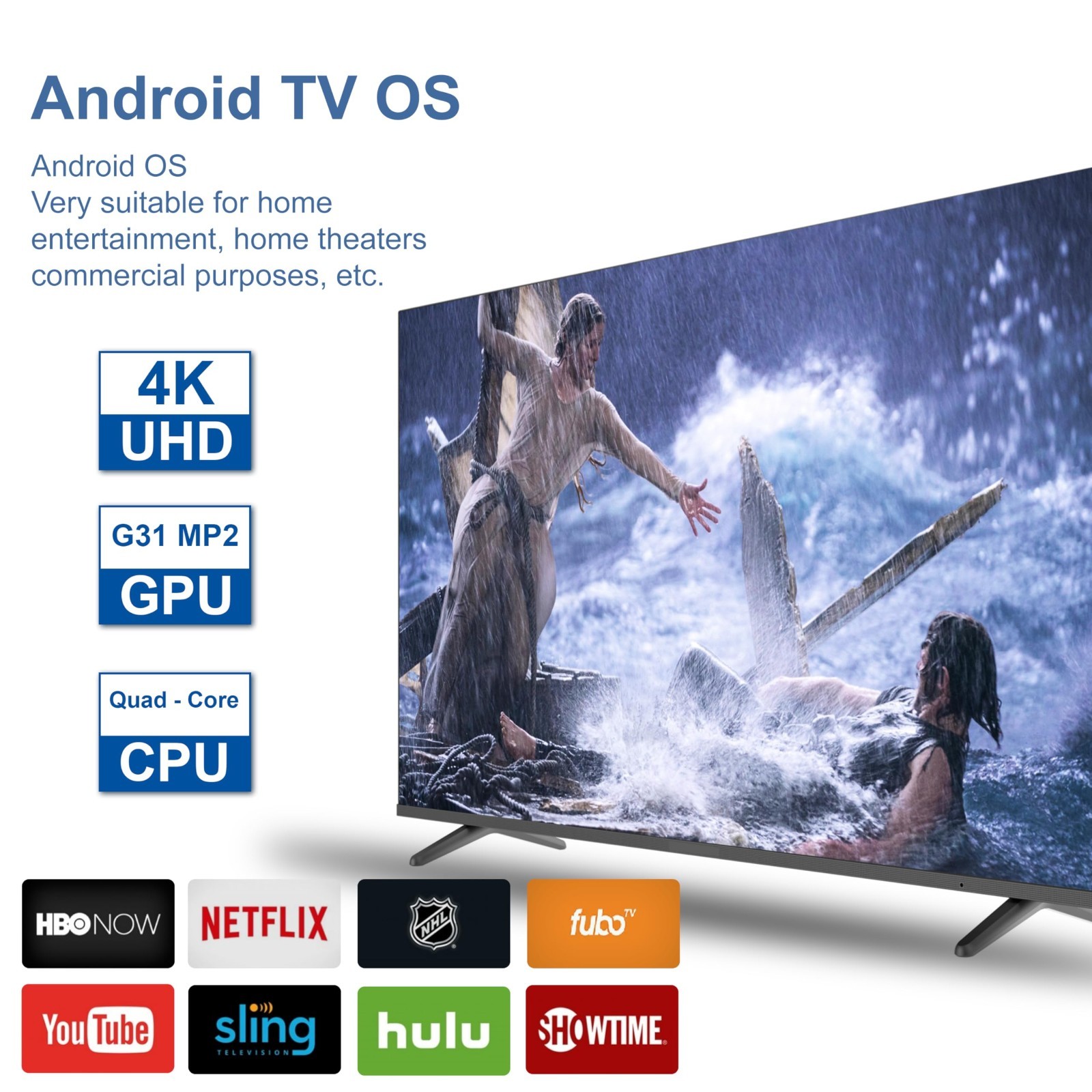 4K Ultra HD Smart Android TV Box, 4GB RAM, 32GB Storage, Quad Core, Dual WiFi, H