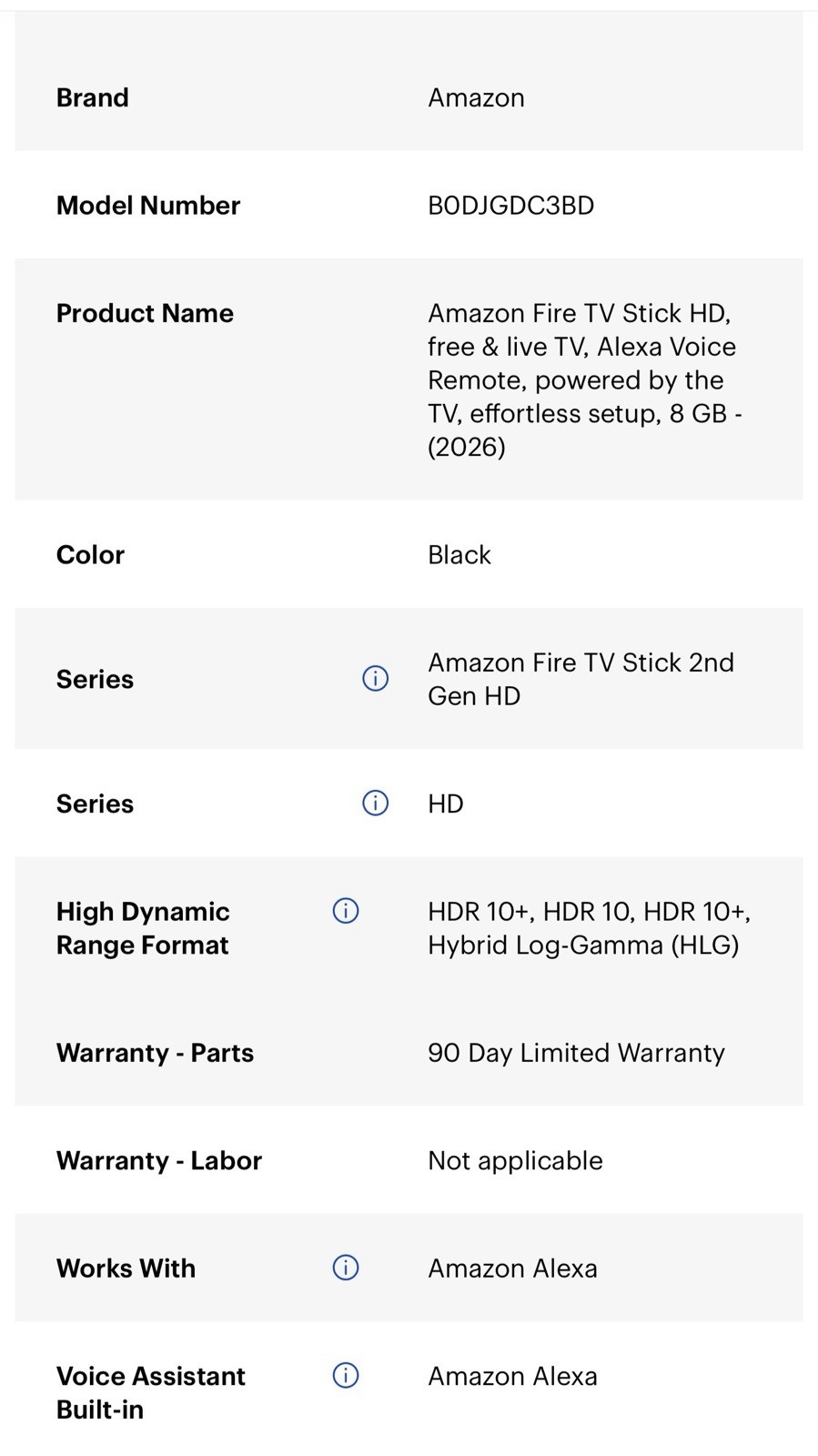 Amazon Fire Tv Stick HD 8GB Wi-Fi 6 Black With Remote & Ask Alexa
