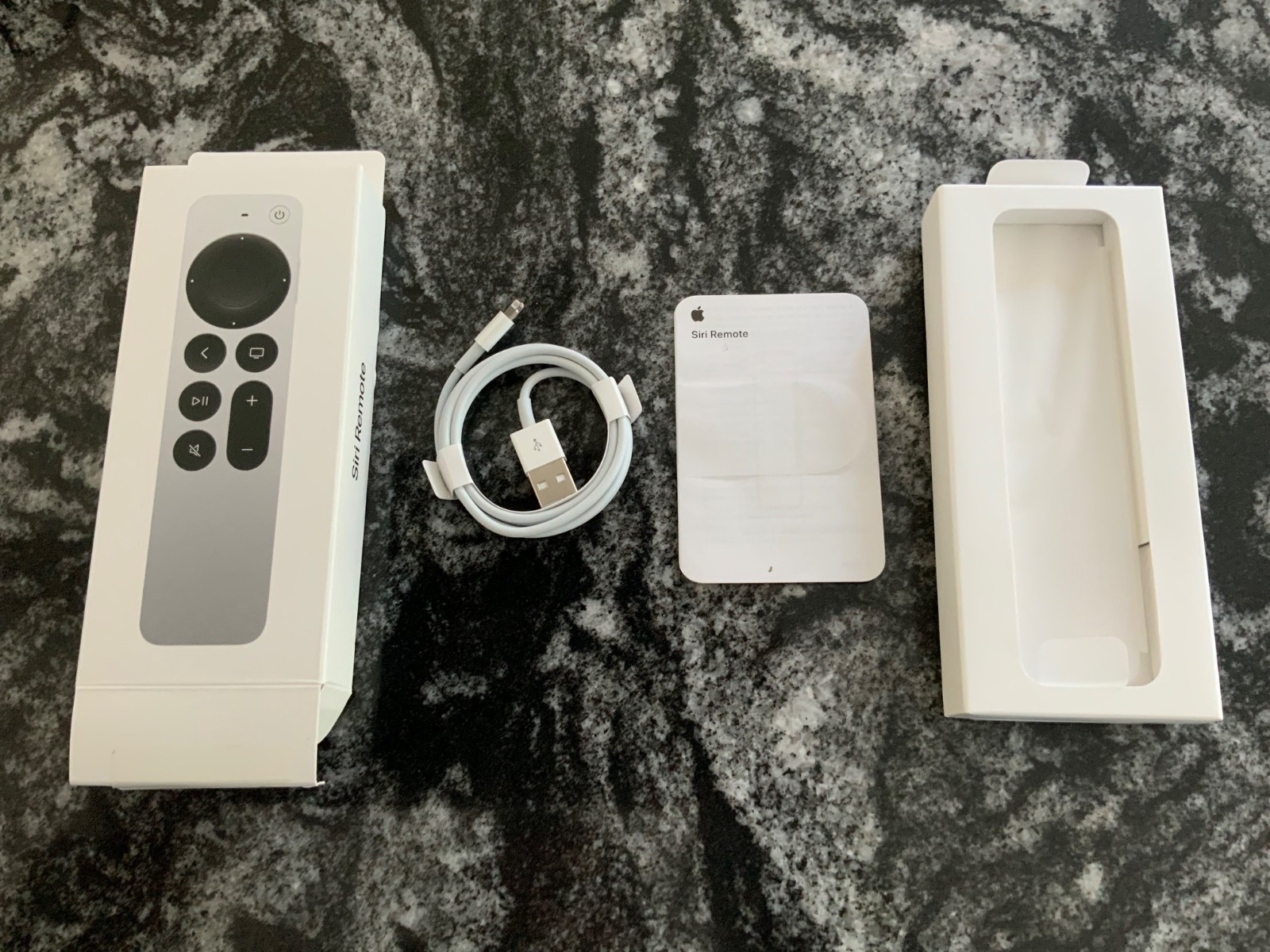 Apple A2540 SIRI Remote 2ND GEN. EMPTY BOX WITH CHARGER CORD ONLY NO REMOTE