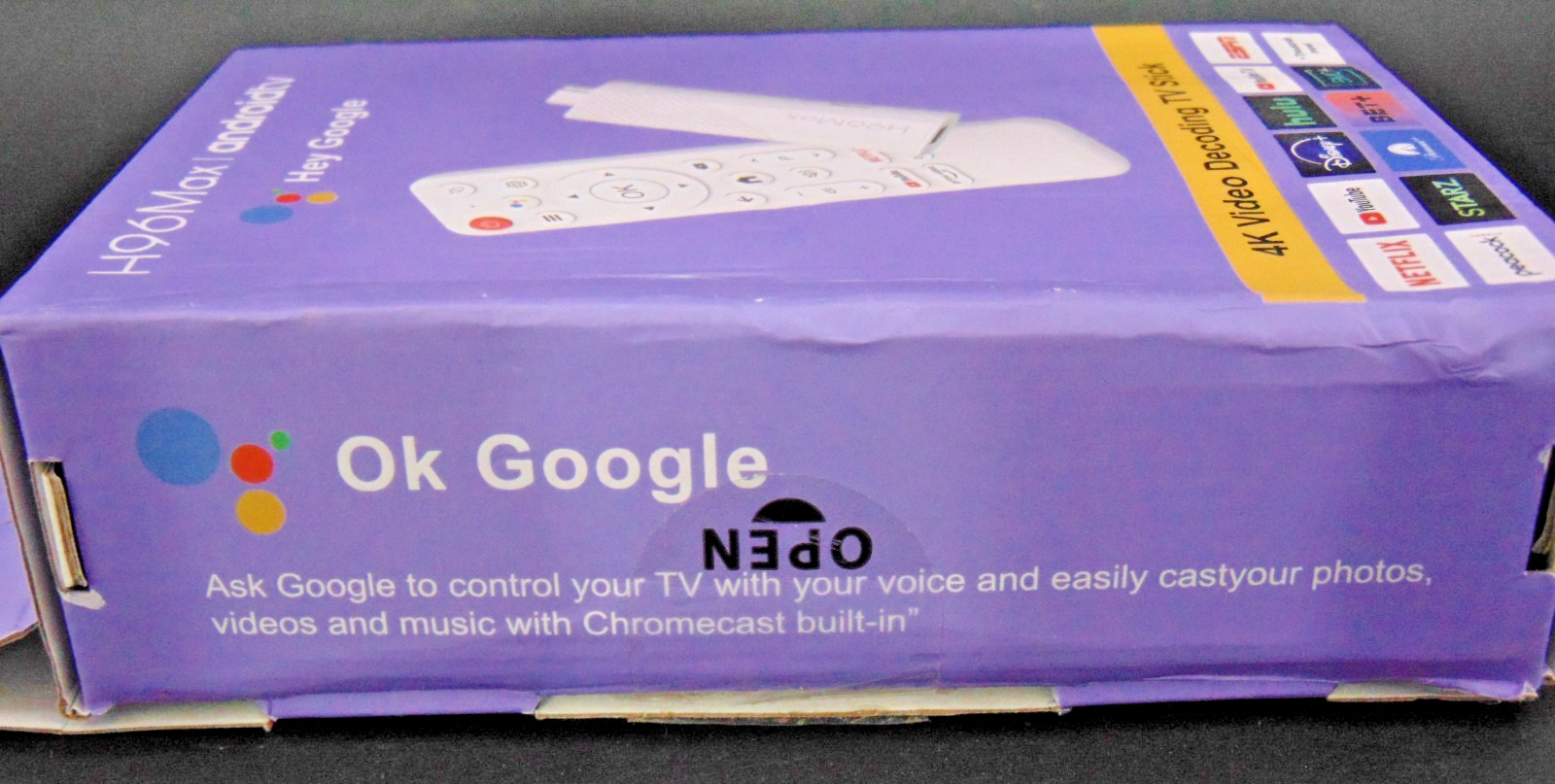 NIB – H96MAX AndroidTV 4K Video TV Stick – Google Voice Assistant